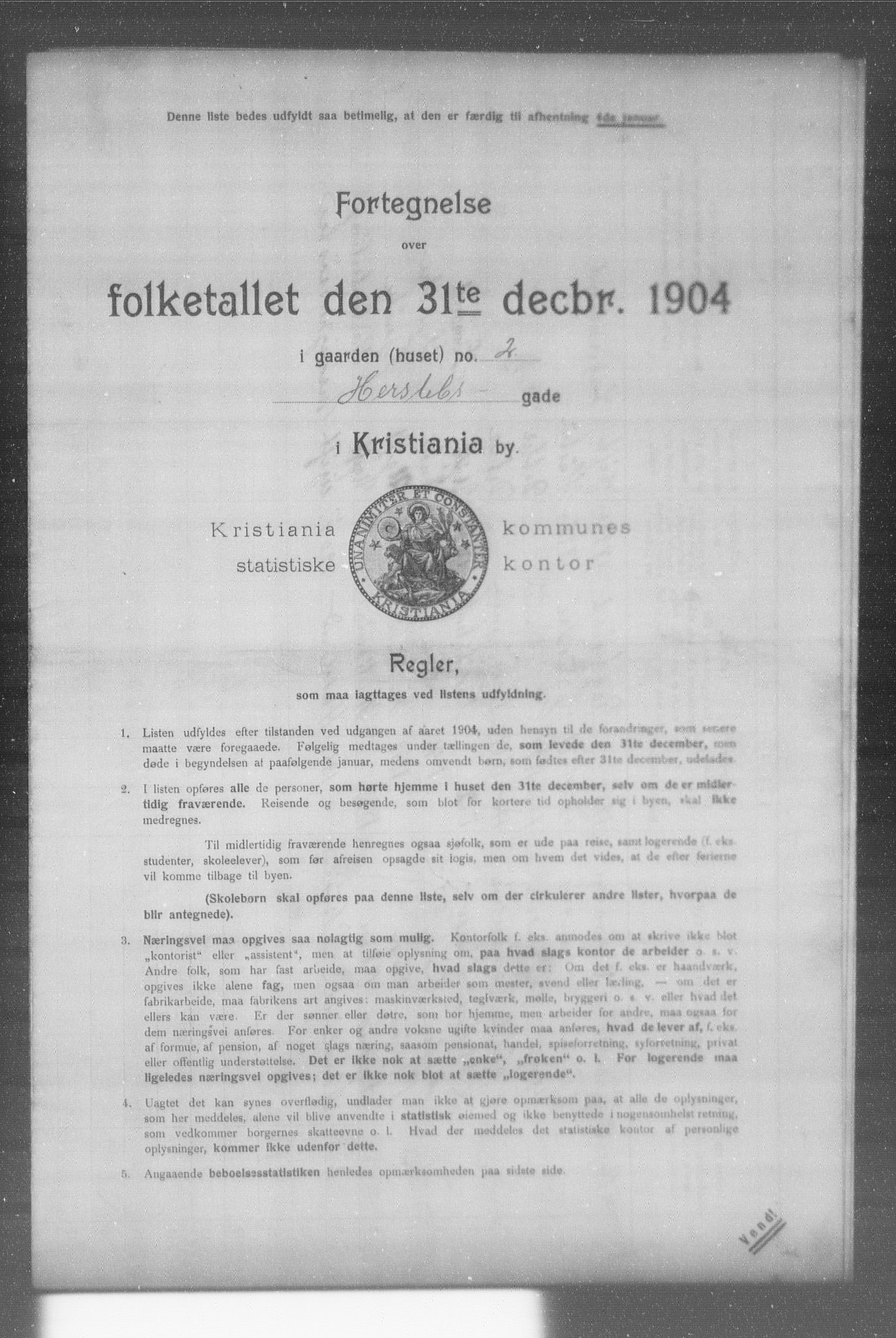 OBA, Municipal Census 1904 for Kristiania, 1904, p. 7609