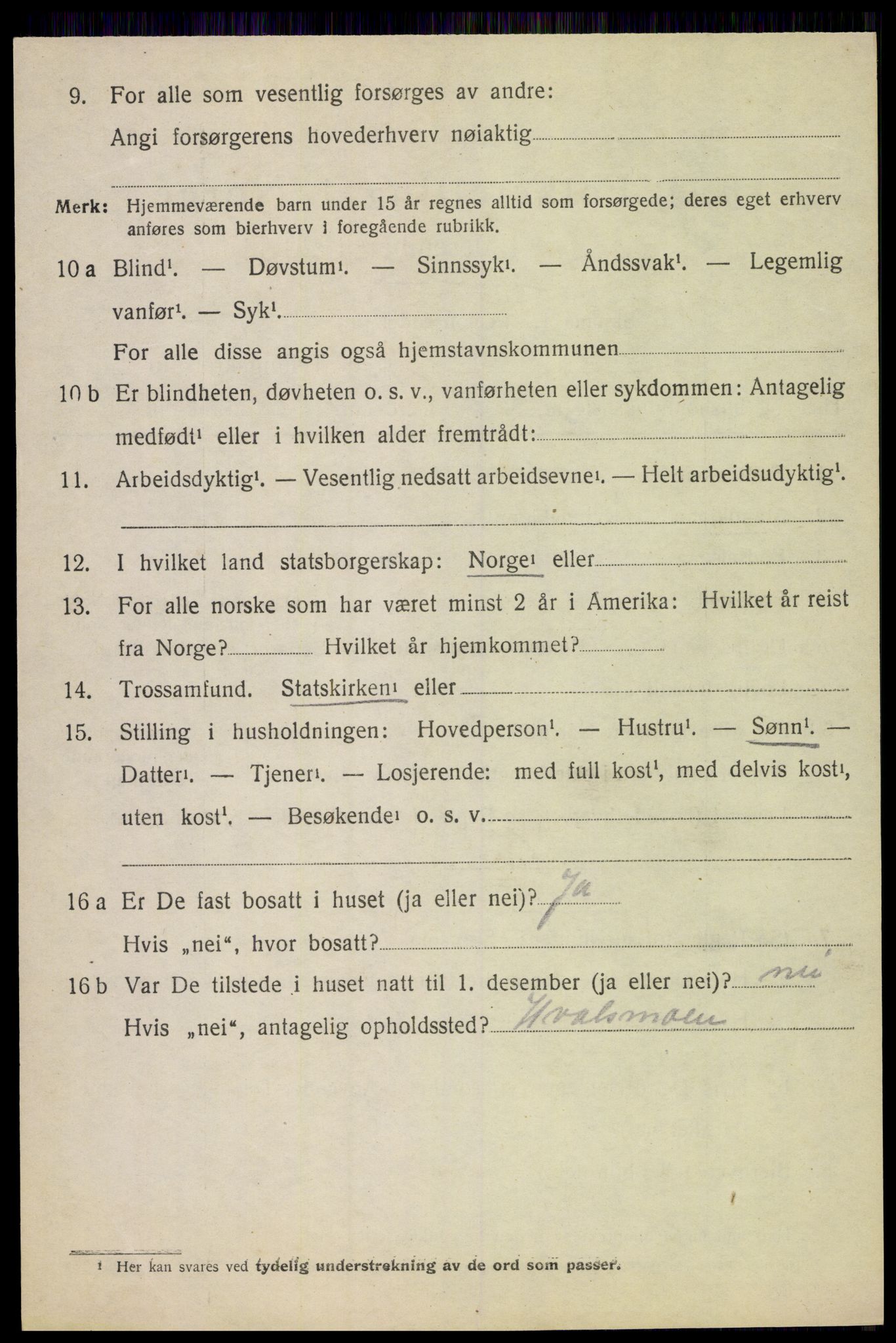 SAH, 1920 census for Stange, 1920, p. 14618