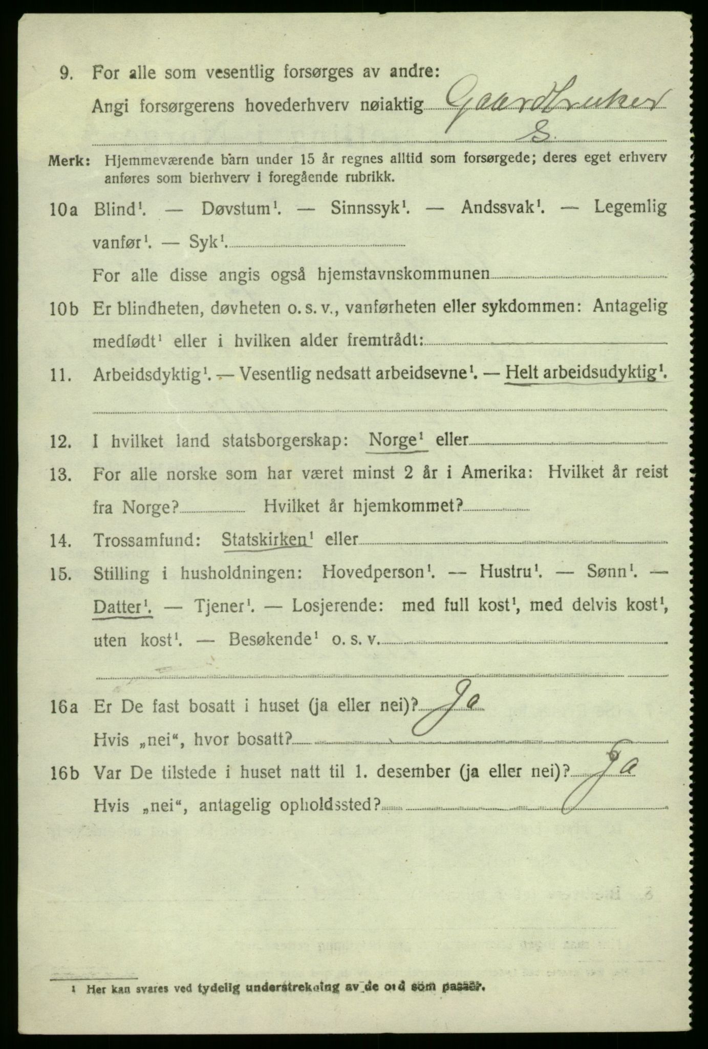 SAB, 1920 census for Kyrkjebø, 1920, p. 1234