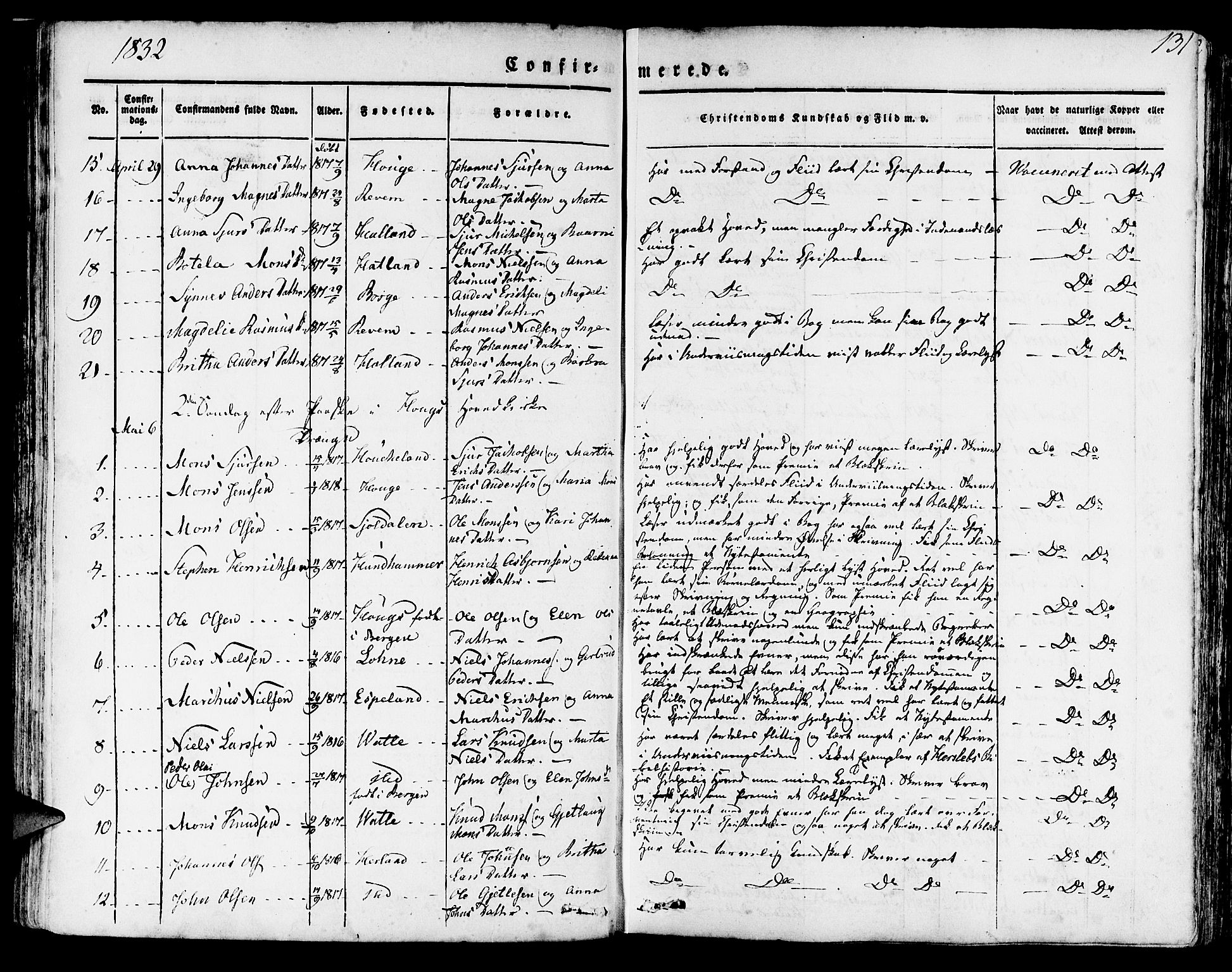 Haus sokneprestembete, AV/SAB-A-75601/H/Haa: Parish register (official) no. A 14, 1827-1838, p. 131