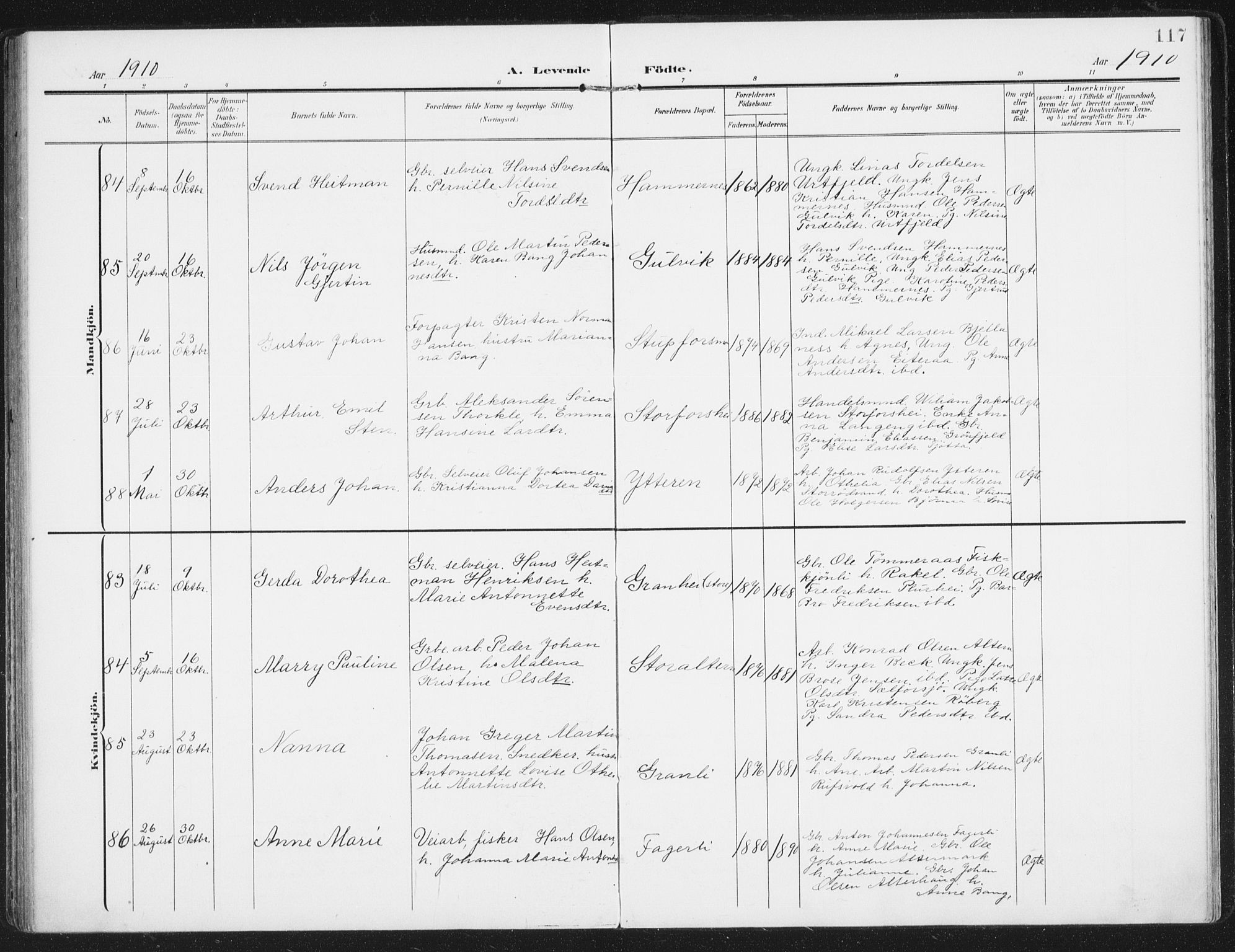 Ministerialprotokoller, klokkerbøker og fødselsregistre - Nordland, AV/SAT-A-1459/827/L0402: Parish register (official) no. 827A14, 1903-1912, p. 117