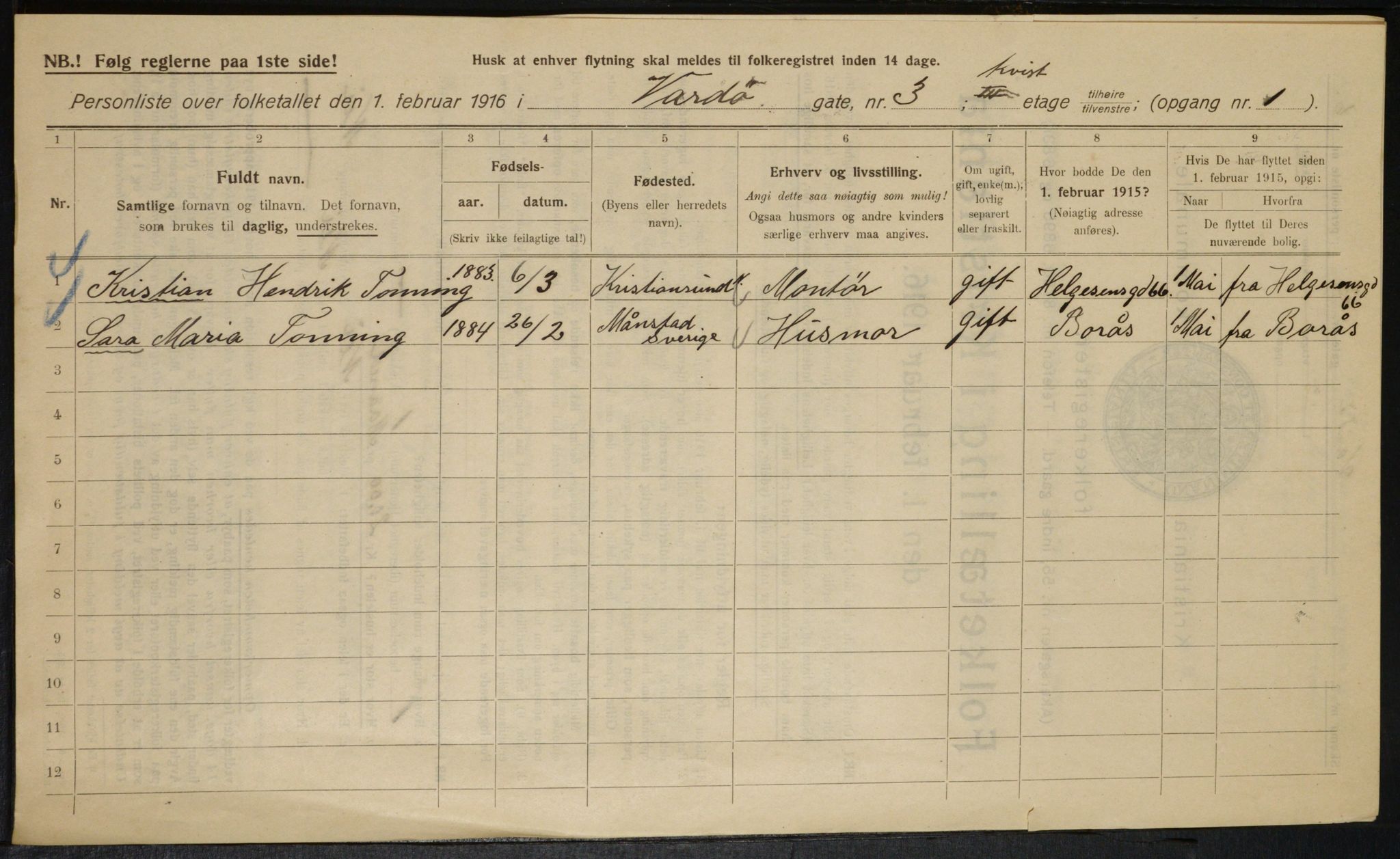 OBA, Municipal Census 1916 for Kristiania, 1916, p. 125646