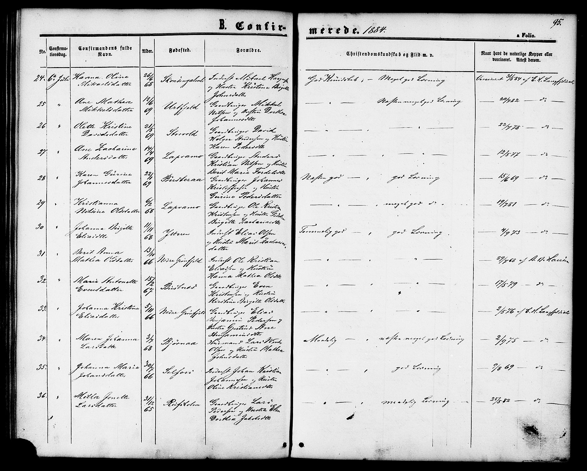 Ministerialprotokoller, klokkerbøker og fødselsregistre - Nordland, AV/SAT-A-1459/827/L0394: Parish register (official) no. 827A06, 1865-1886, p. 95
