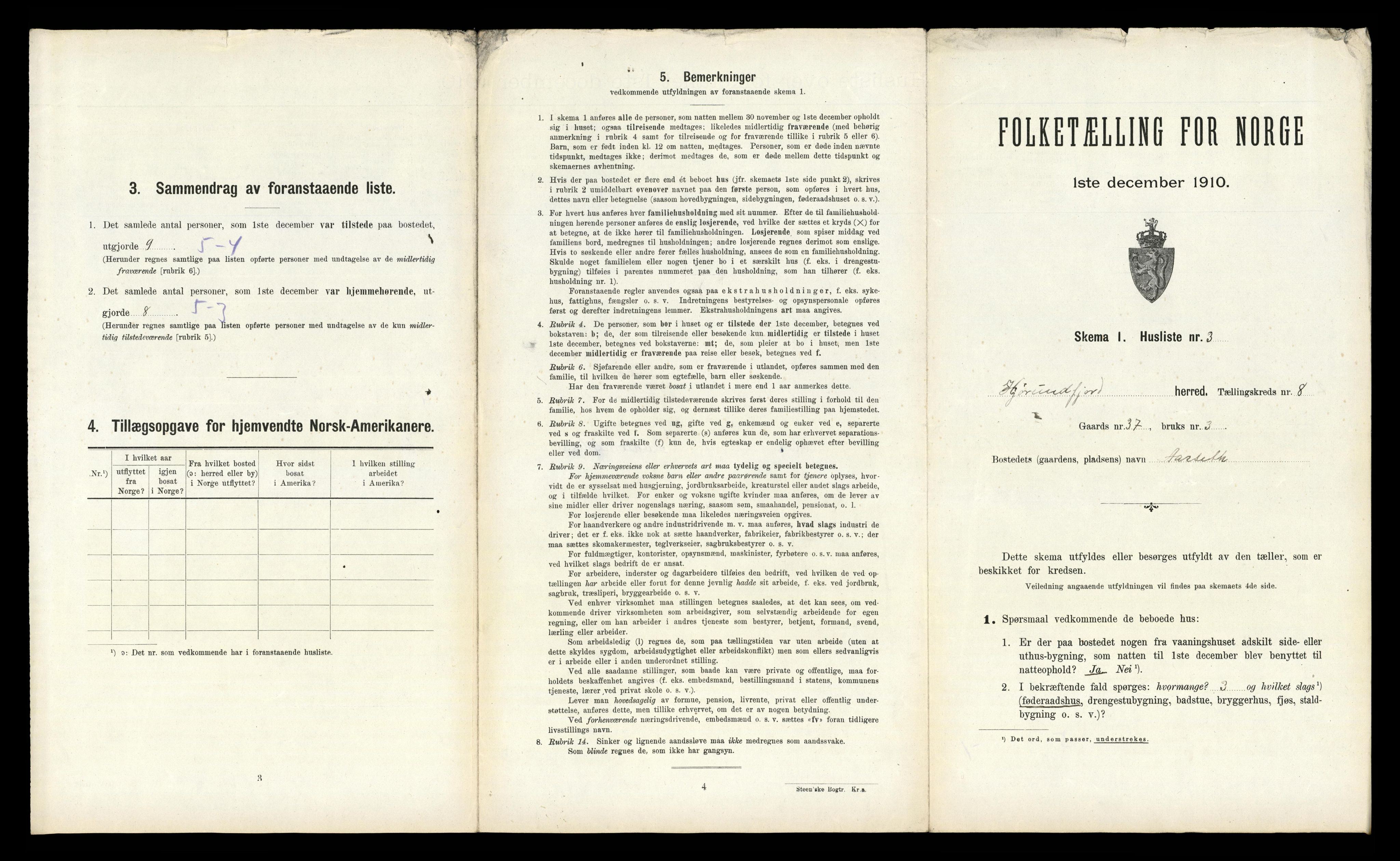 RA, 1910 census for Hjørundfjord, 1910, p. 376