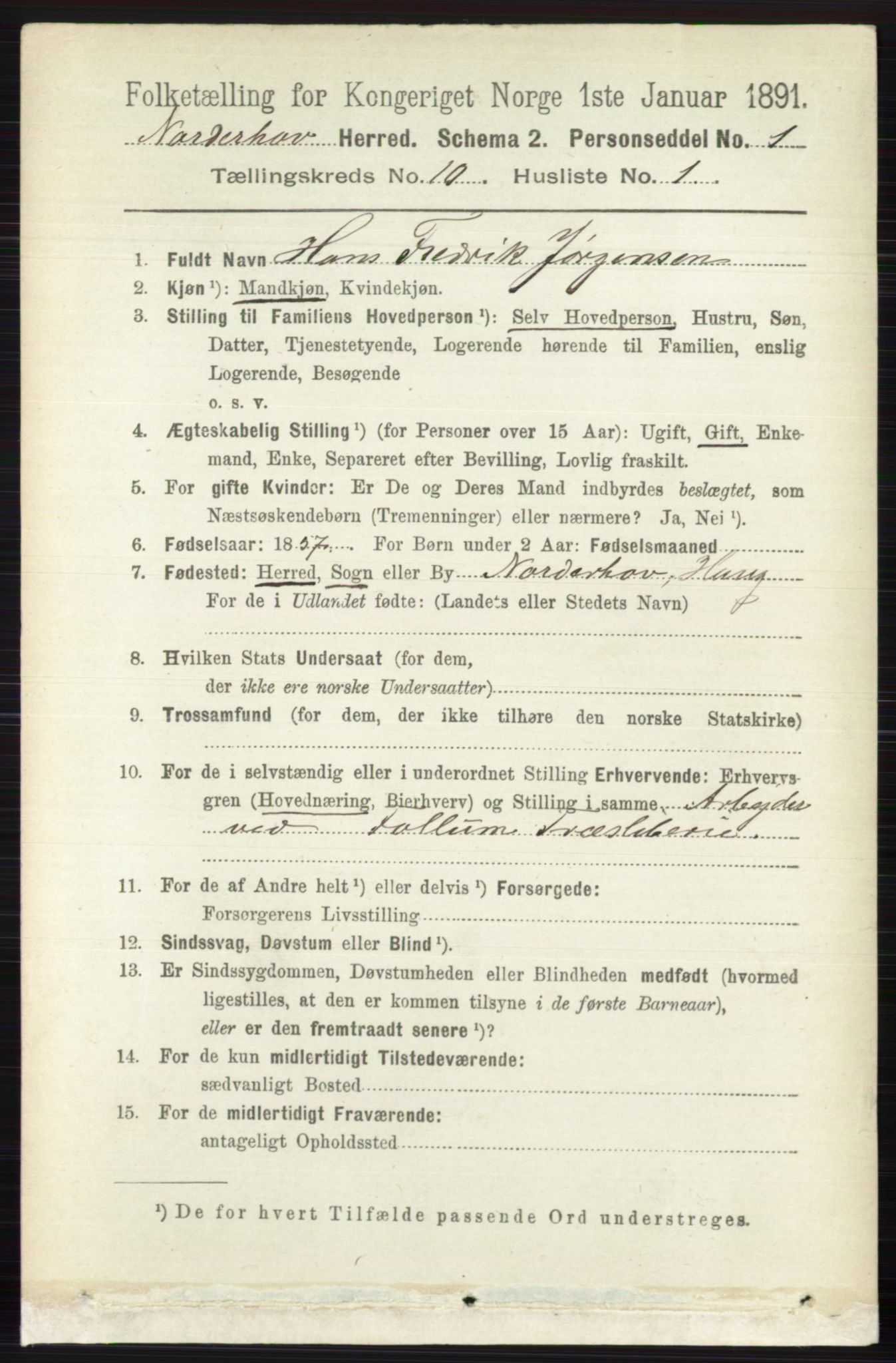 RA, 1891 census for 0613 Norderhov, 1891, p. 7513