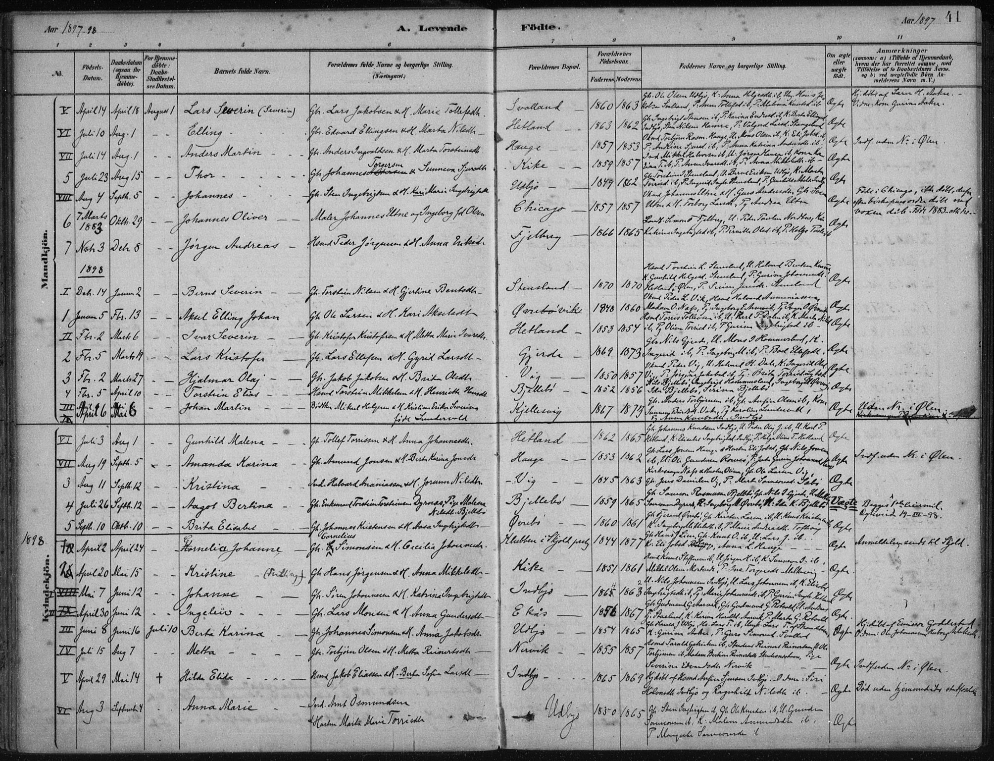Fjelberg sokneprestembete, SAB/A-75201/H/Haa: Parish register (official) no. B  1, 1879-1919, p. 41