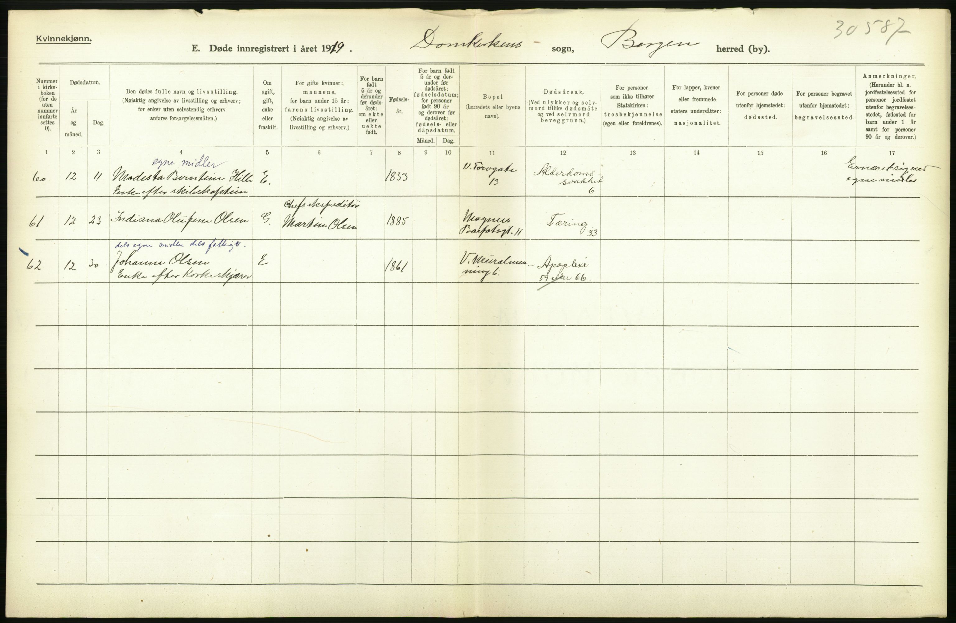 Statistisk sentralbyrå, Sosiodemografiske emner, Befolkning, AV/RA-S-2228/D/Df/Dfb/Dfbi/L0035: Bergen: Gifte, døde, dødfødte., 1919, p. 690