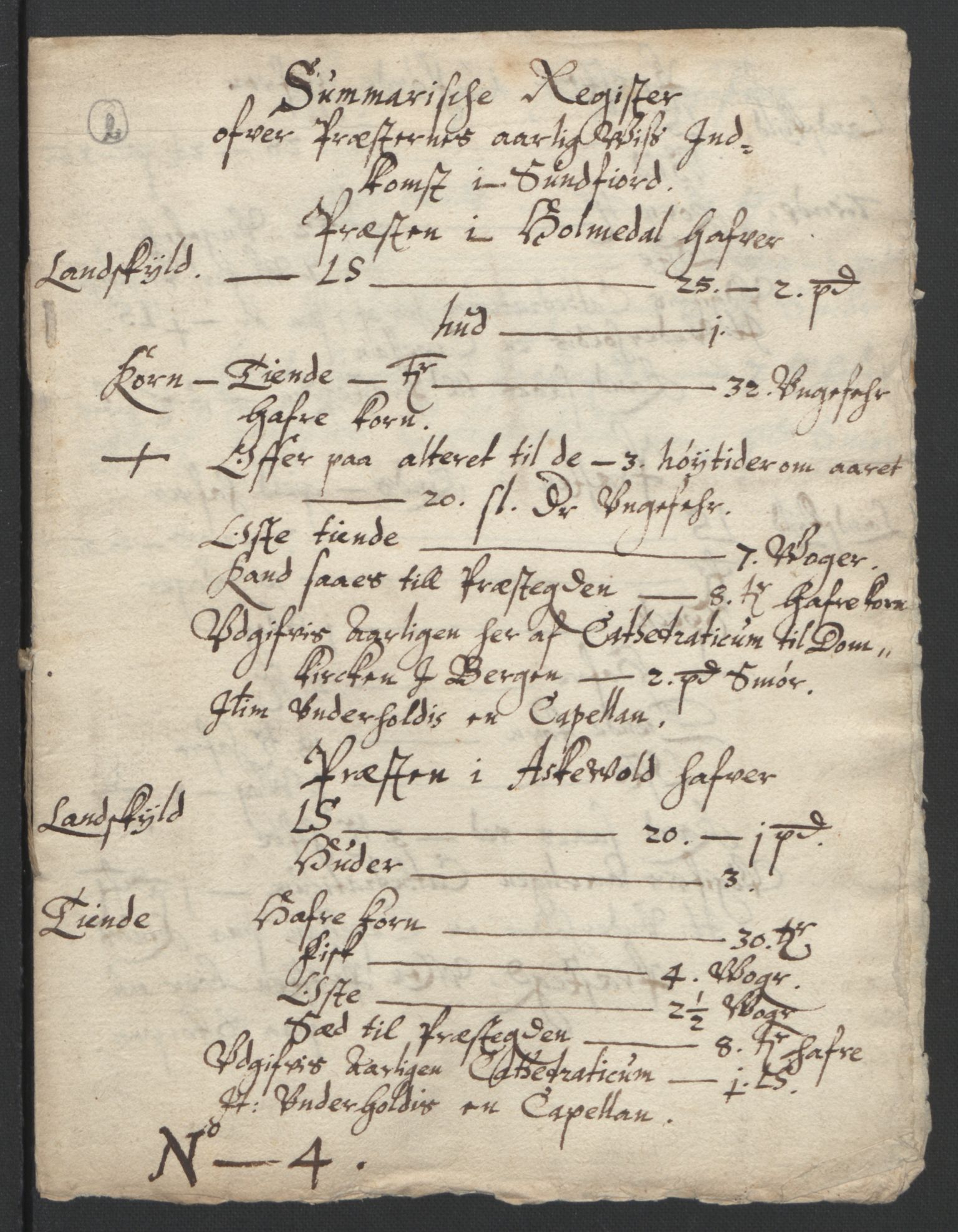 Stattholderembetet 1572-1771, AV/RA-EA-2870/Ek/L0015/0001: Jordebøker til utlikning av rosstjeneste 1624-1626: / Kirke- og prestebolsinntekter i Bergen bispedømme, 1624-1626, p. 192