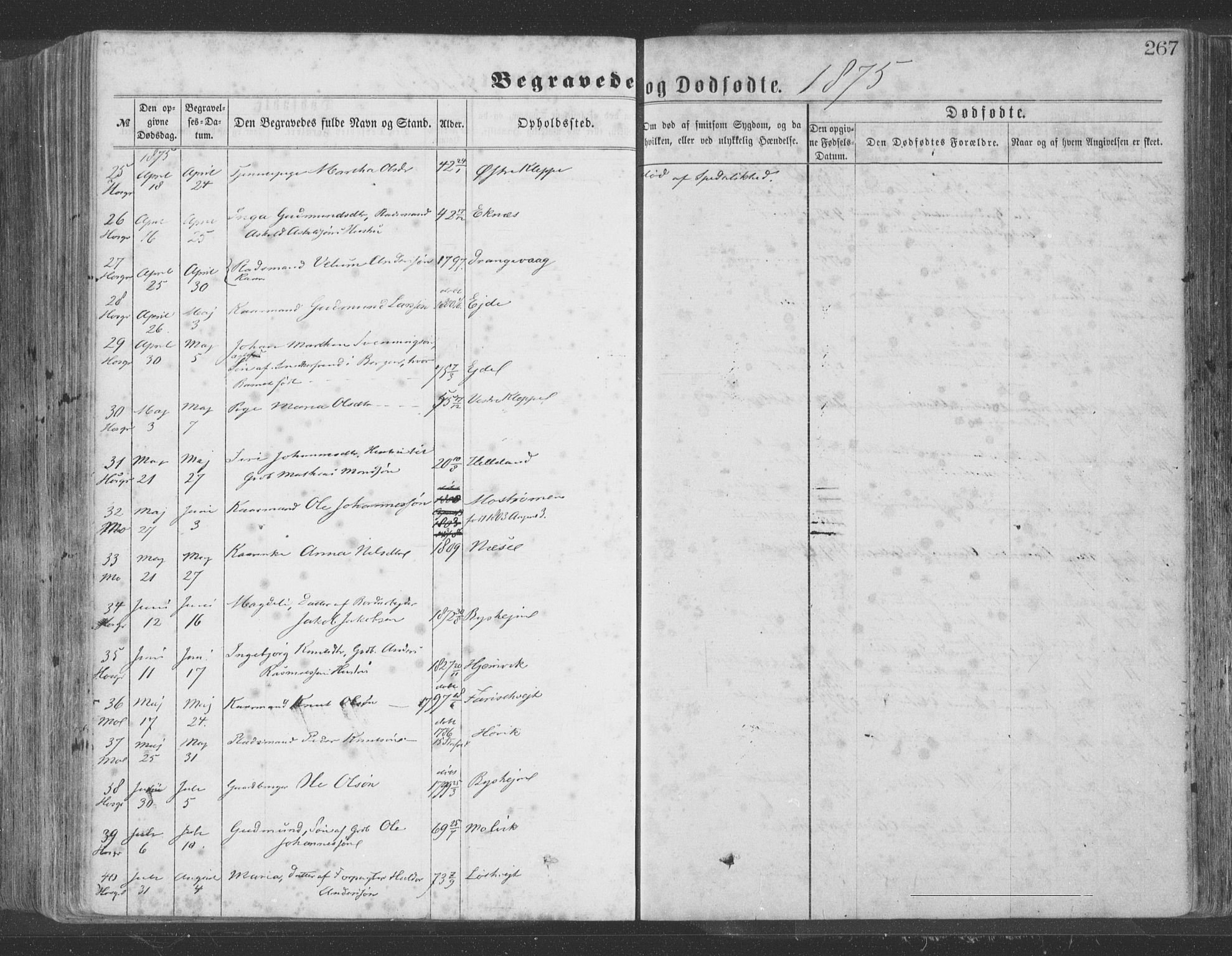 Hosanger sokneprestembete, SAB/A-75801/H/Haa: Parish register (official) no. A 9, 1864-1876, p. 267