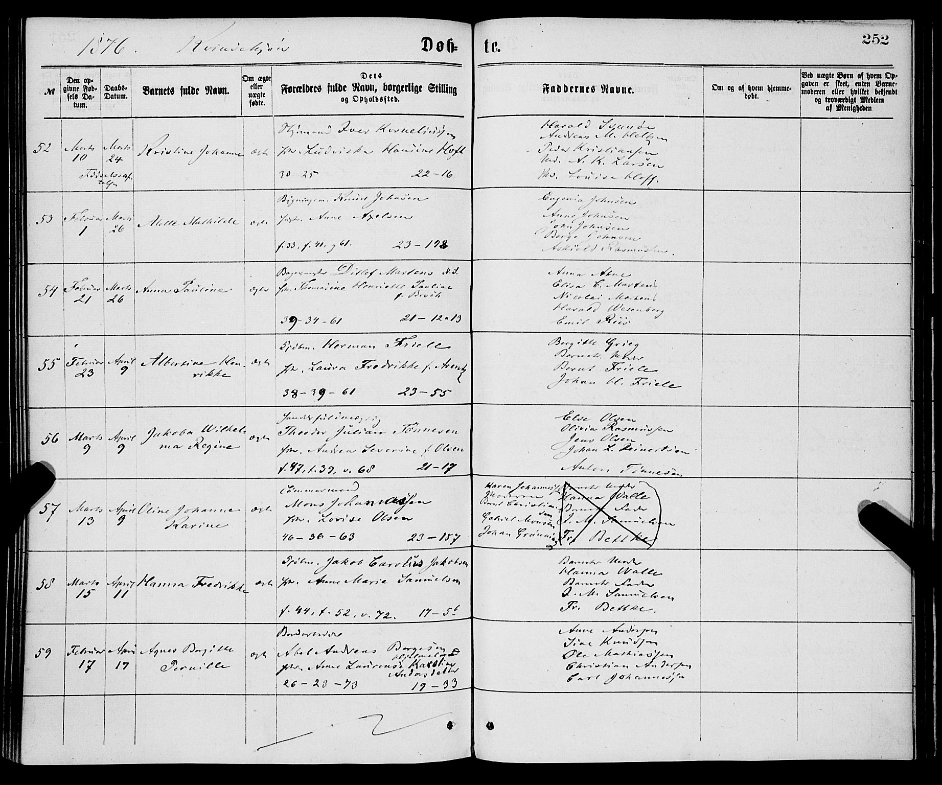 Korskirken sokneprestembete, AV/SAB-A-76101/H/Haa/L0020: Parish register (official) no. B 6, 1871-1878, p. 252