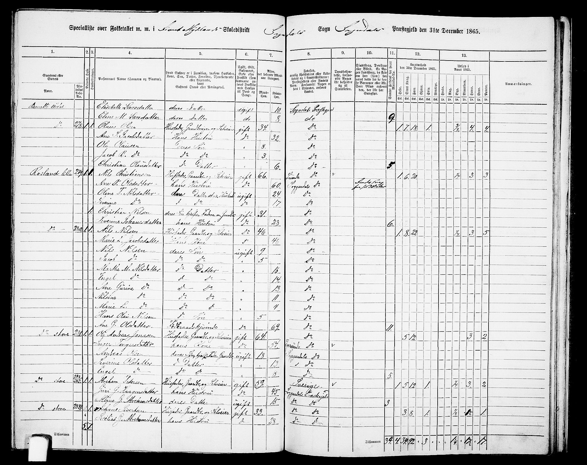 RA, 1865 census for Sokndal, 1865, p. 101