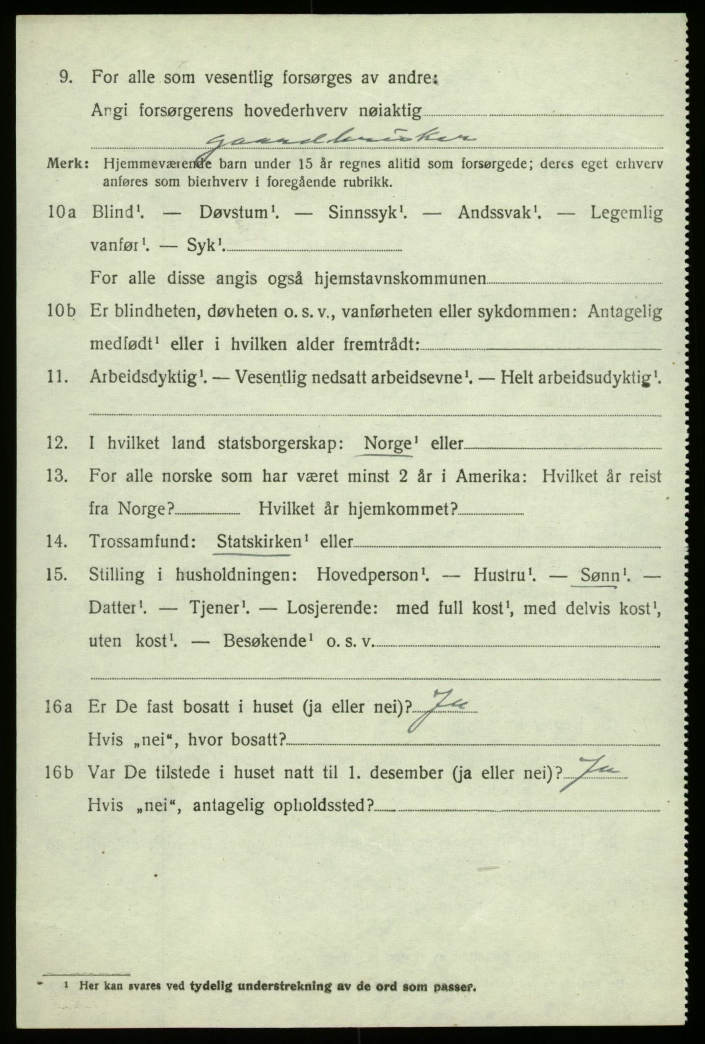 SAB, 1920 census for Haus, 1920, p. 9997