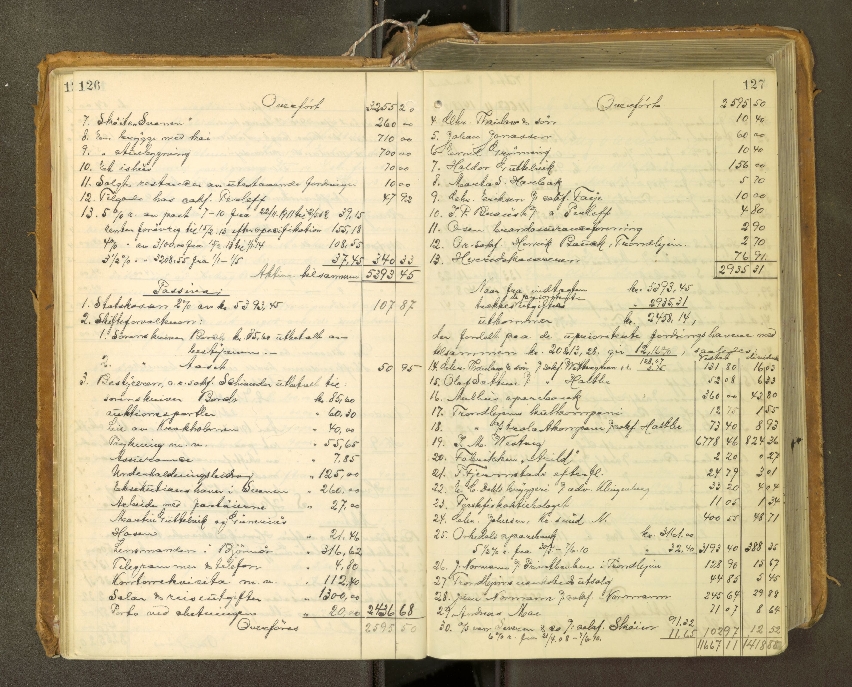Fosen sorenskriveri, AV/SAT-A-1107/1/3/3A/L0031: Skifteutlodningsprotokoll nr. 10, 1913-1919, p. 126-127
