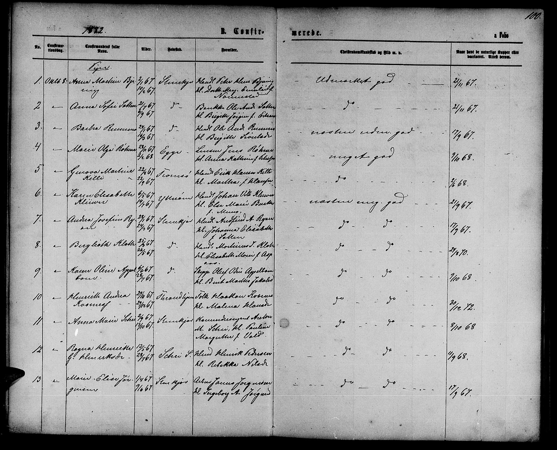 Ministerialprotokoller, klokkerbøker og fødselsregistre - Nord-Trøndelag, AV/SAT-A-1458/739/L0373: Parish register (copy) no. 739C01, 1865-1882, p. 100