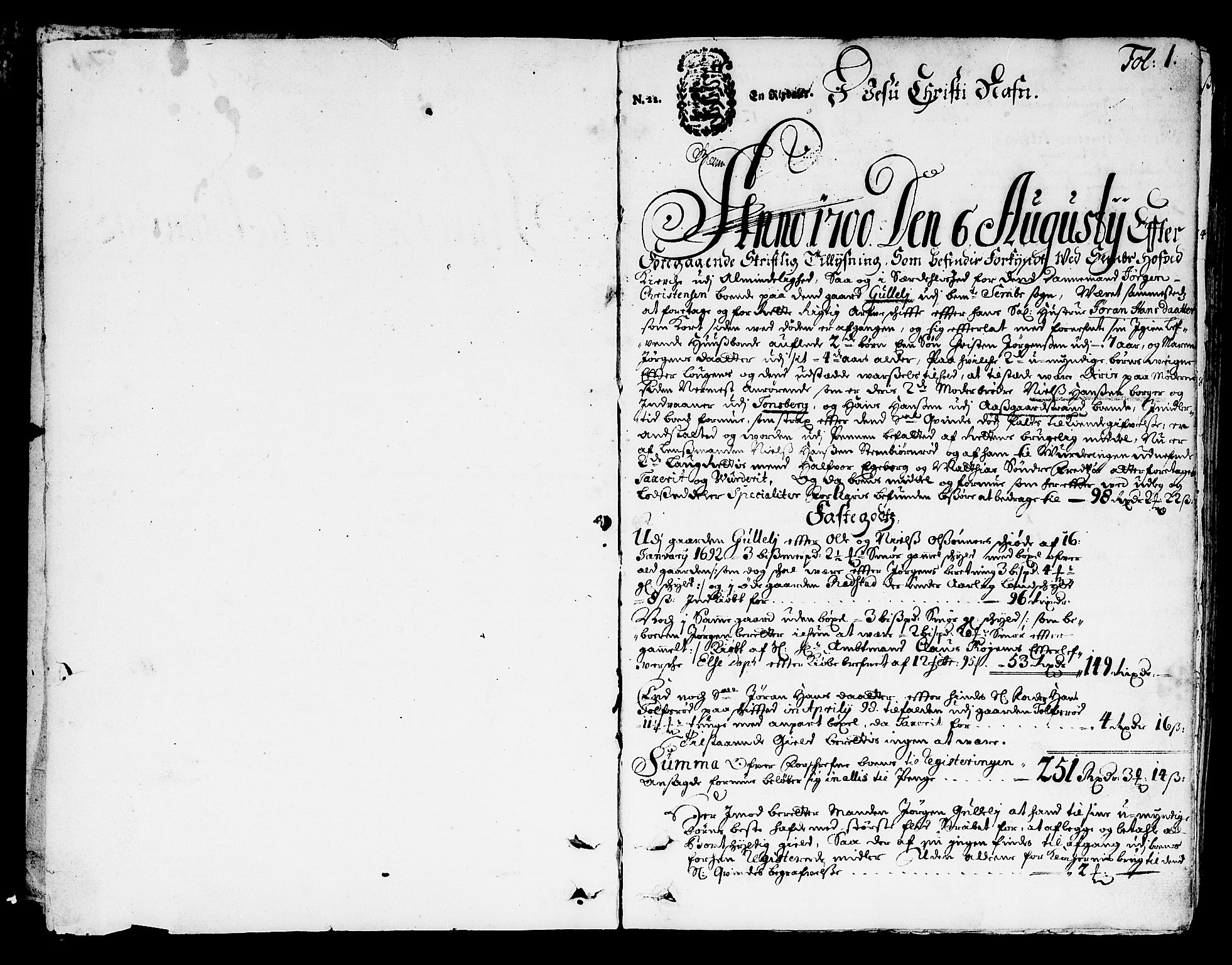 Søndre Jarlsberg sorenskriveri, SAKO/A-129/H/Hb/Hba/L0001A: Skifteprotokoll, 1700-1715, p. 0b-1a
