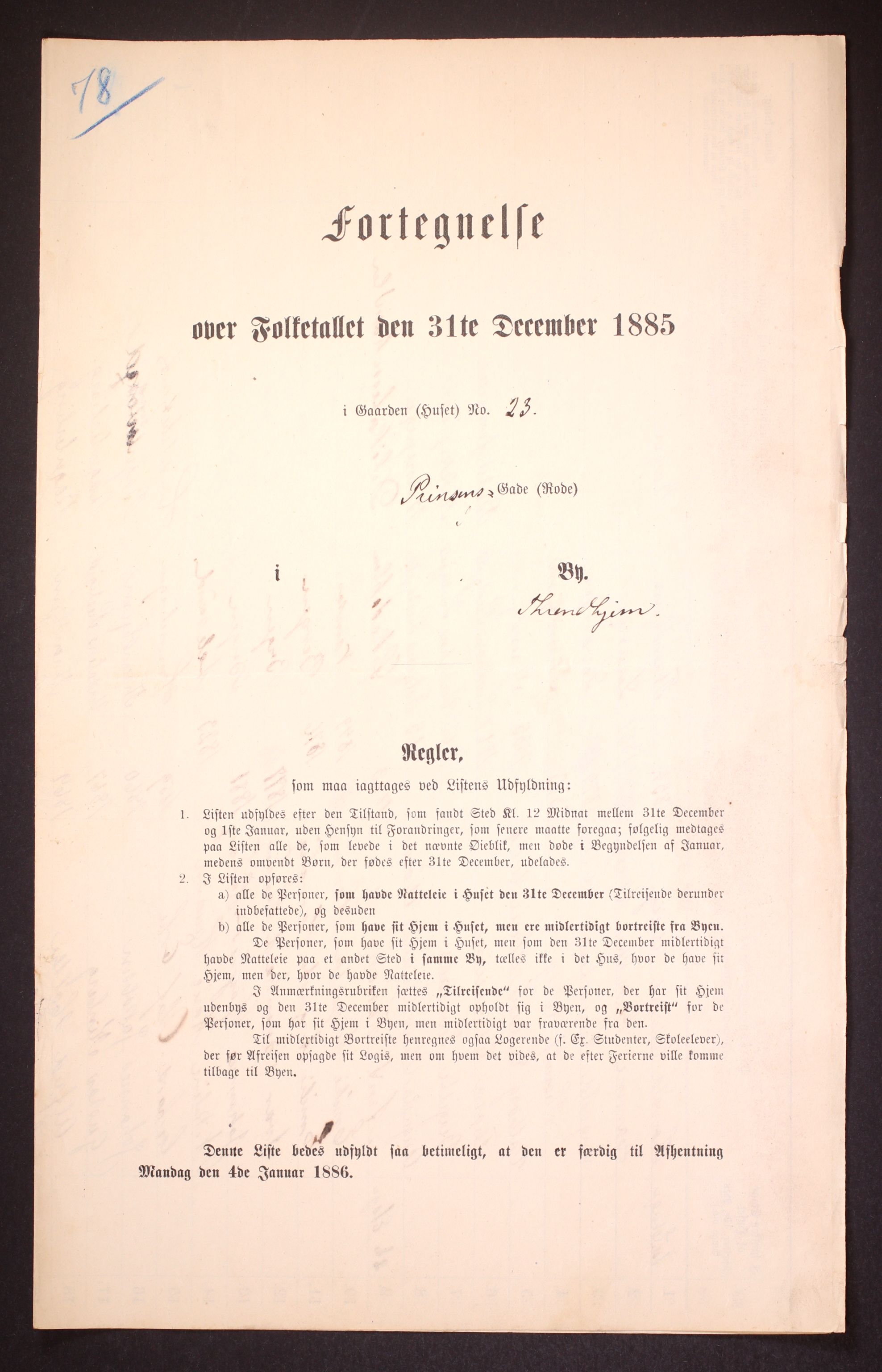 SAT, 1885 census for 1601 Trondheim, 1885, p. 1283