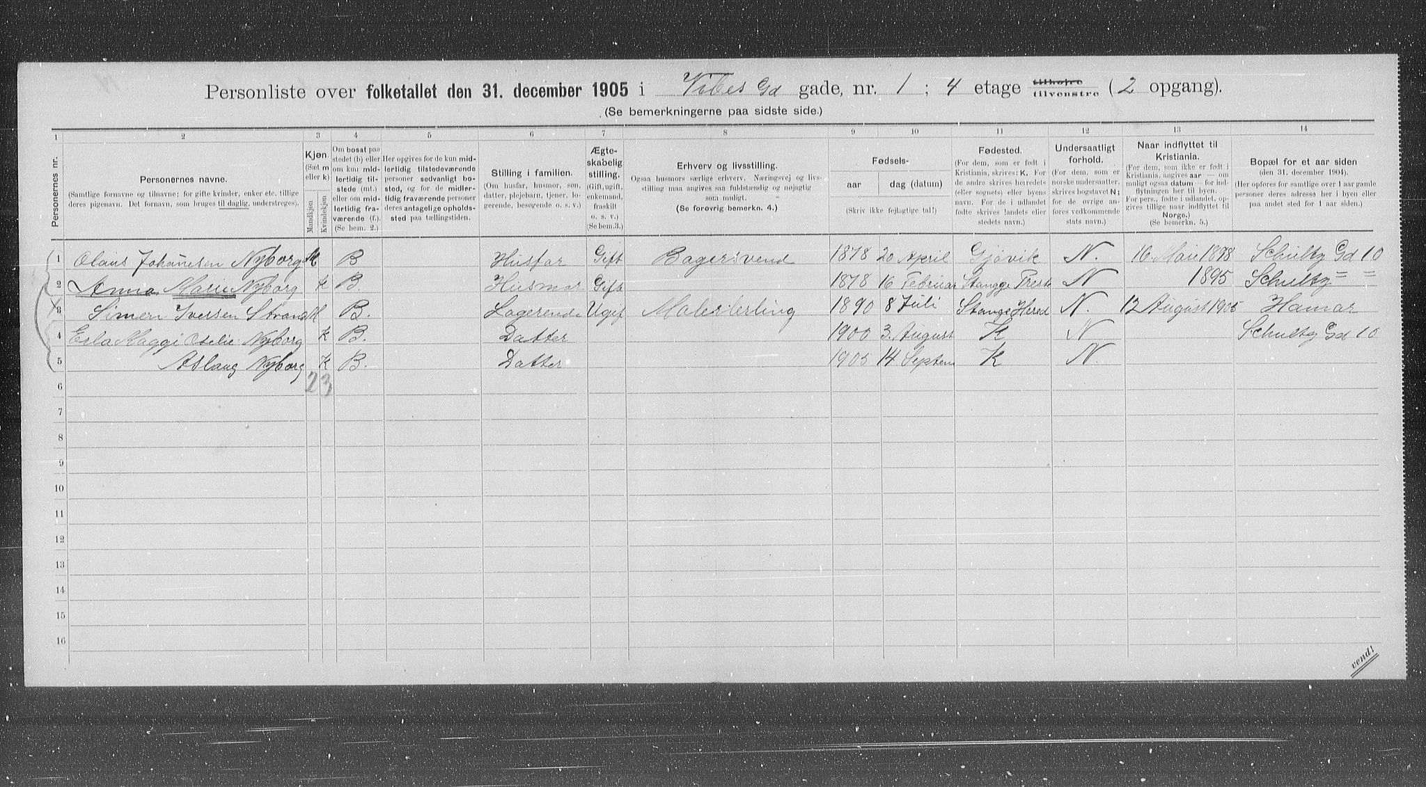 OBA, Municipal Census 1905 for Kristiania, 1905, p. 64470