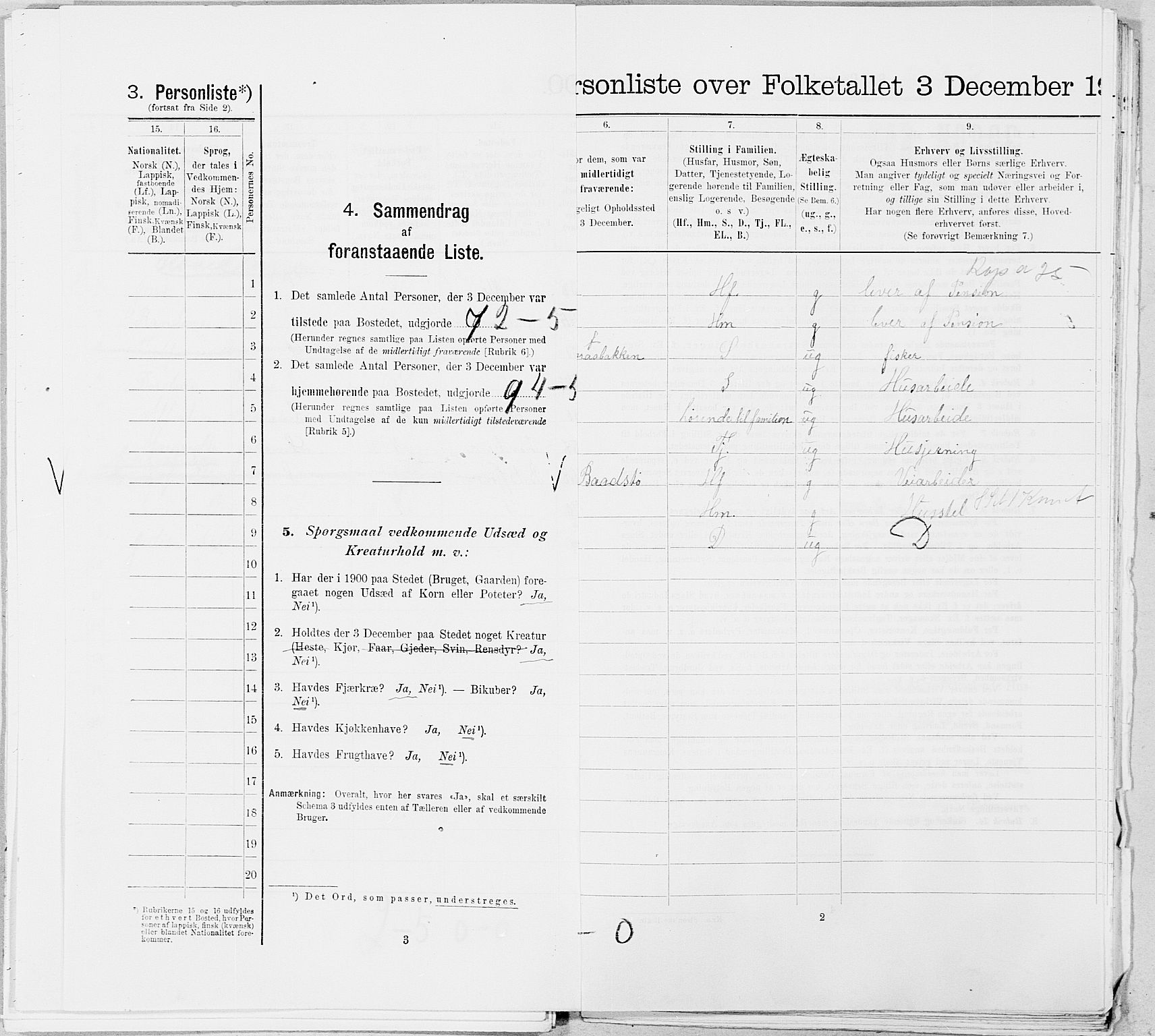 SAT, 1900 census for Stamnes, 1900, p. 987