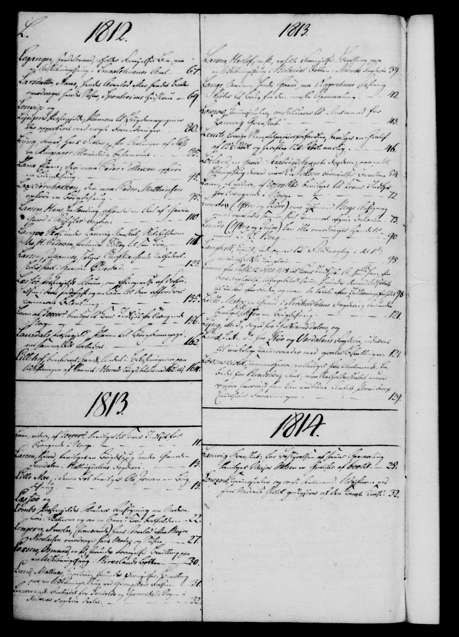 Rentekammeret, Kammerkanselliet, RA/EA-3111/G/Gf/Gfb/L0016: Register til norske relasjons- og resolusjonsprotokoller (merket RK 52.111), 1801-1814, p. 110