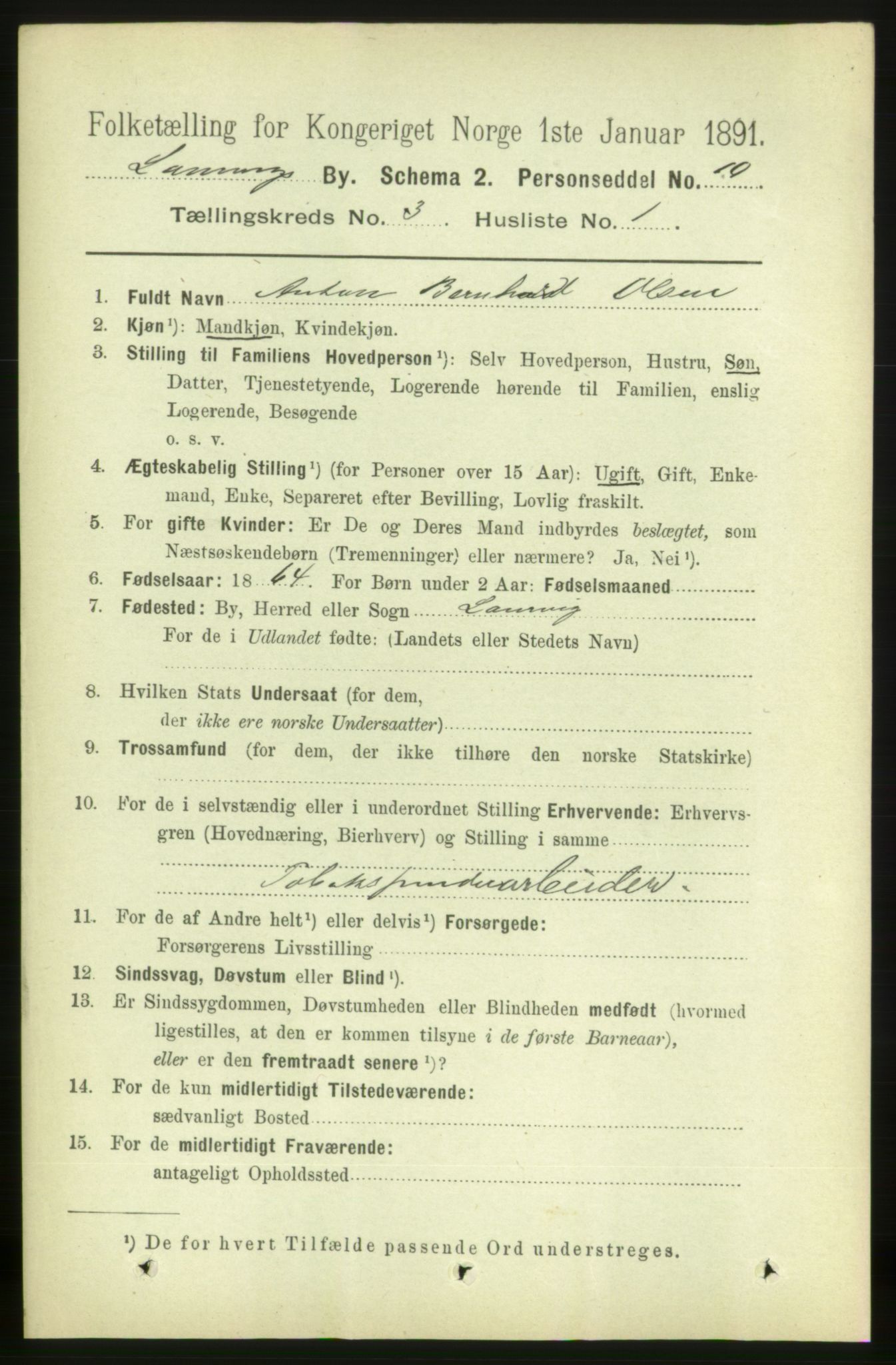 RA, 1891 census for 0707 Larvik, 1891, p. 4131