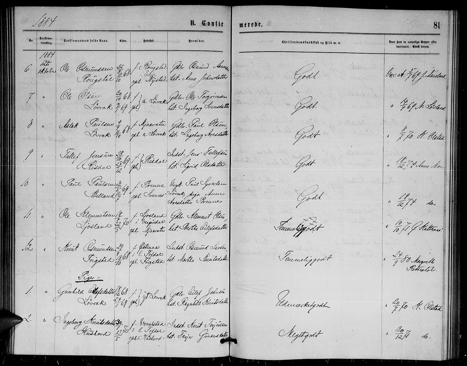 Herefoss sokneprestkontor, AV/SAK-1111-0019/F/Fa/Fac/L0001: Parish register (official) no. A 1, 1871-1886, p. 81