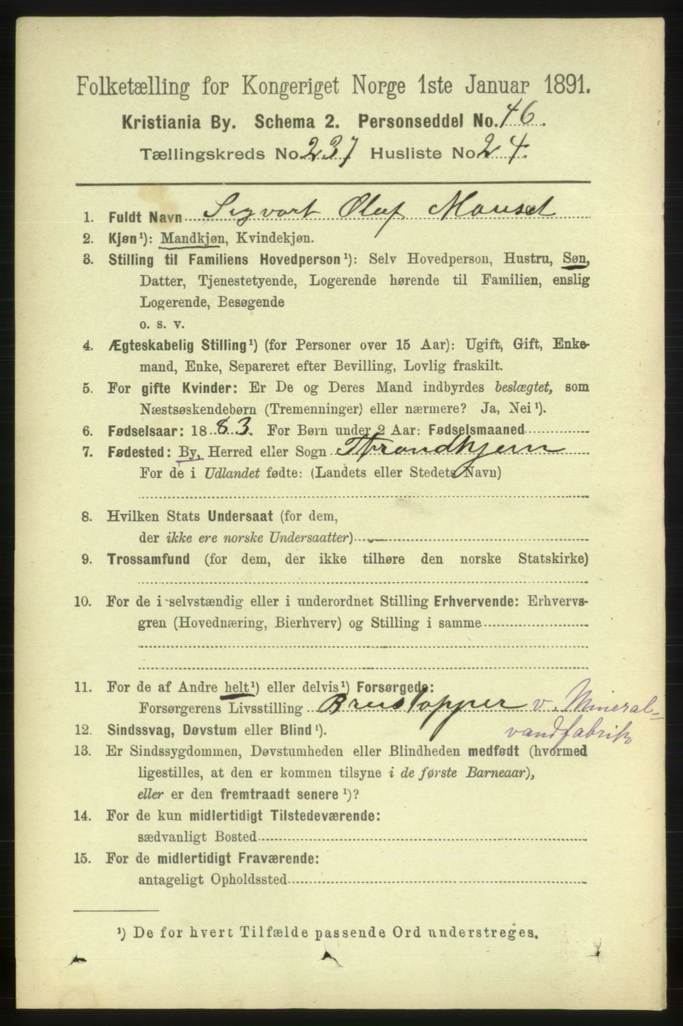 RA, 1891 census for 0301 Kristiania, 1891, p. 144703