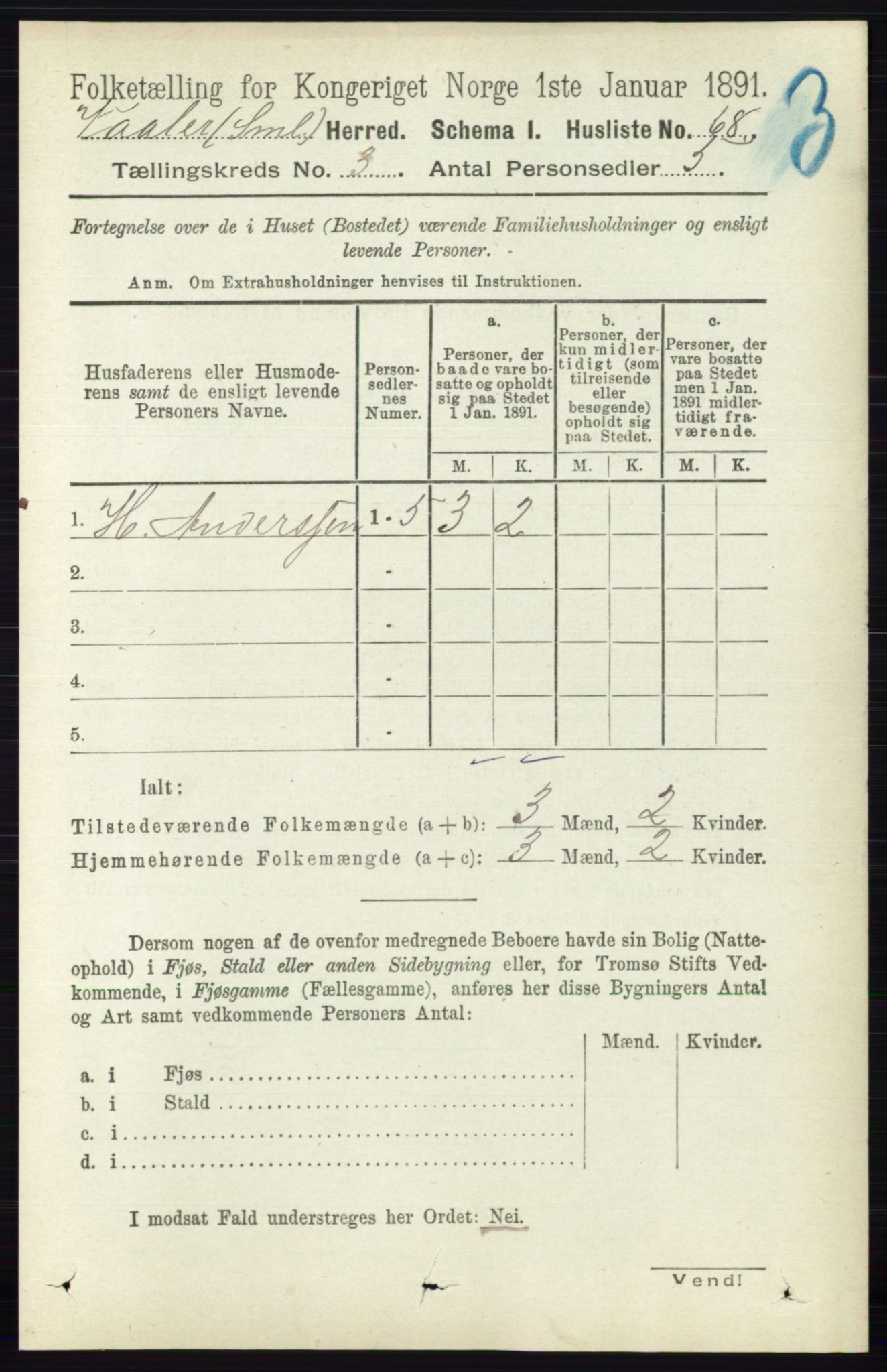 RA, 1891 census for 0137 Våler, 1891, p. 1107