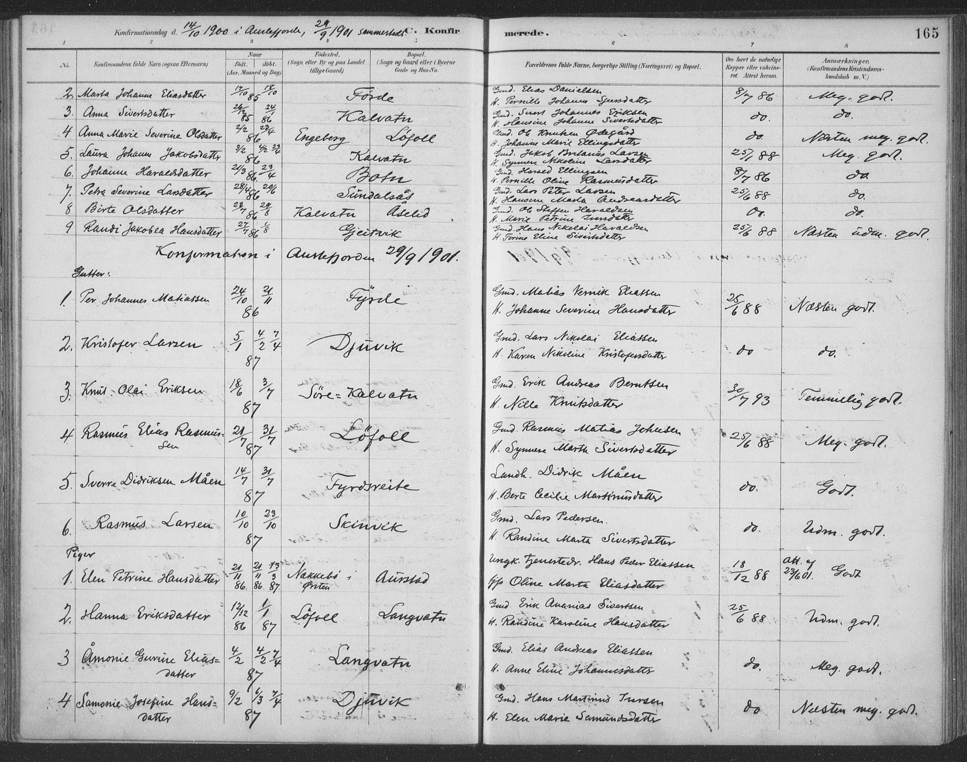 Ministerialprotokoller, klokkerbøker og fødselsregistre - Møre og Romsdal, AV/SAT-A-1454/511/L0142: Parish register (official) no. 511A09, 1891-1905, p. 165