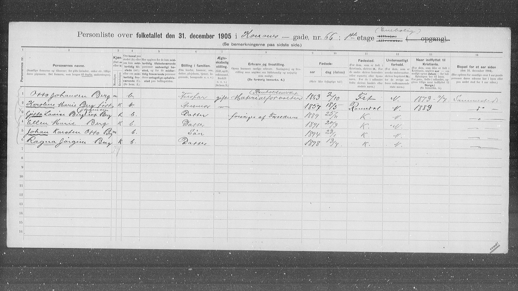 OBA, Municipal Census 1905 for Kristiania, 1905, p. 28188