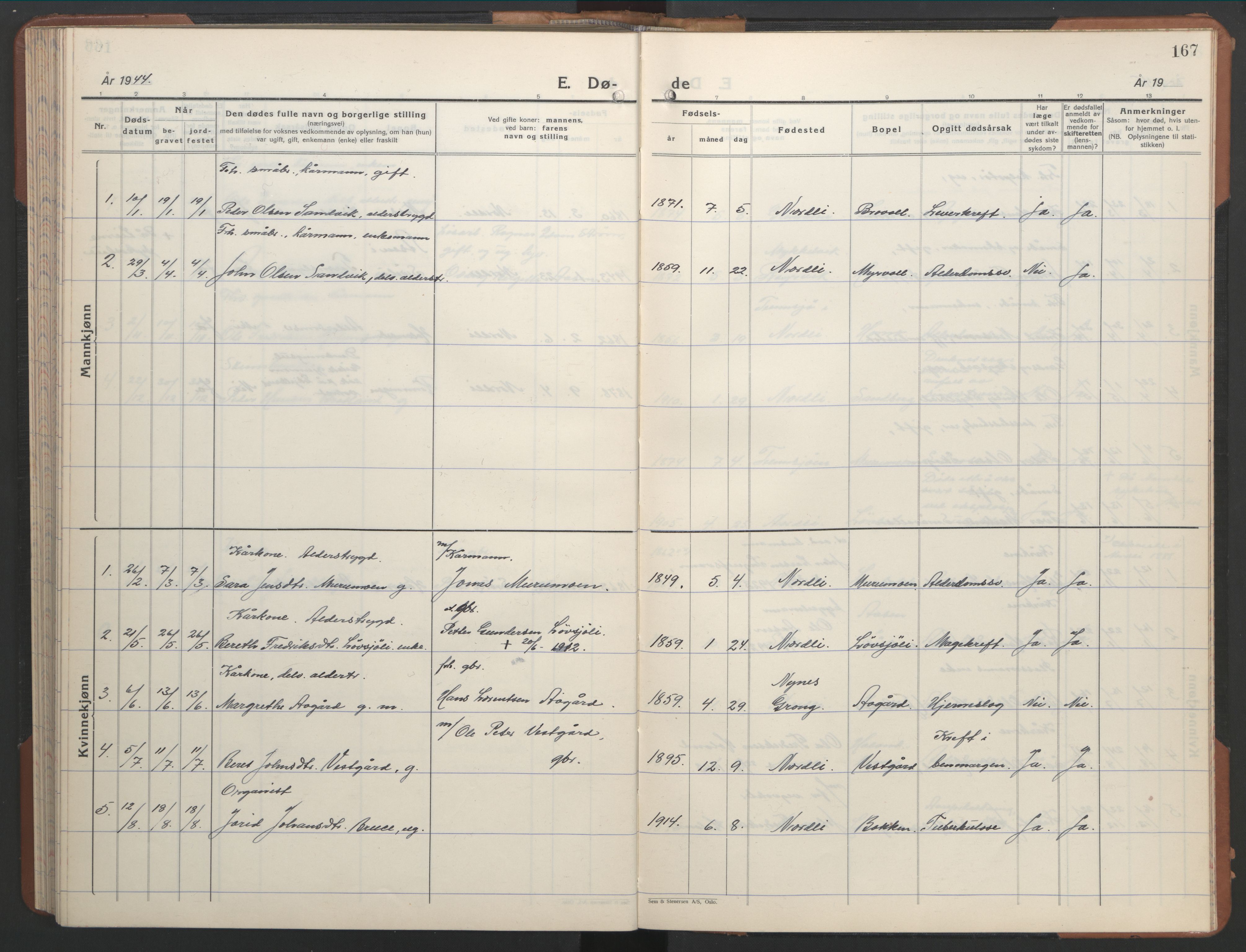 Ministerialprotokoller, klokkerbøker og fødselsregistre - Nord-Trøndelag, AV/SAT-A-1458/755/L0500: Parish register (copy) no. 755C01, 1920-1962, p. 167