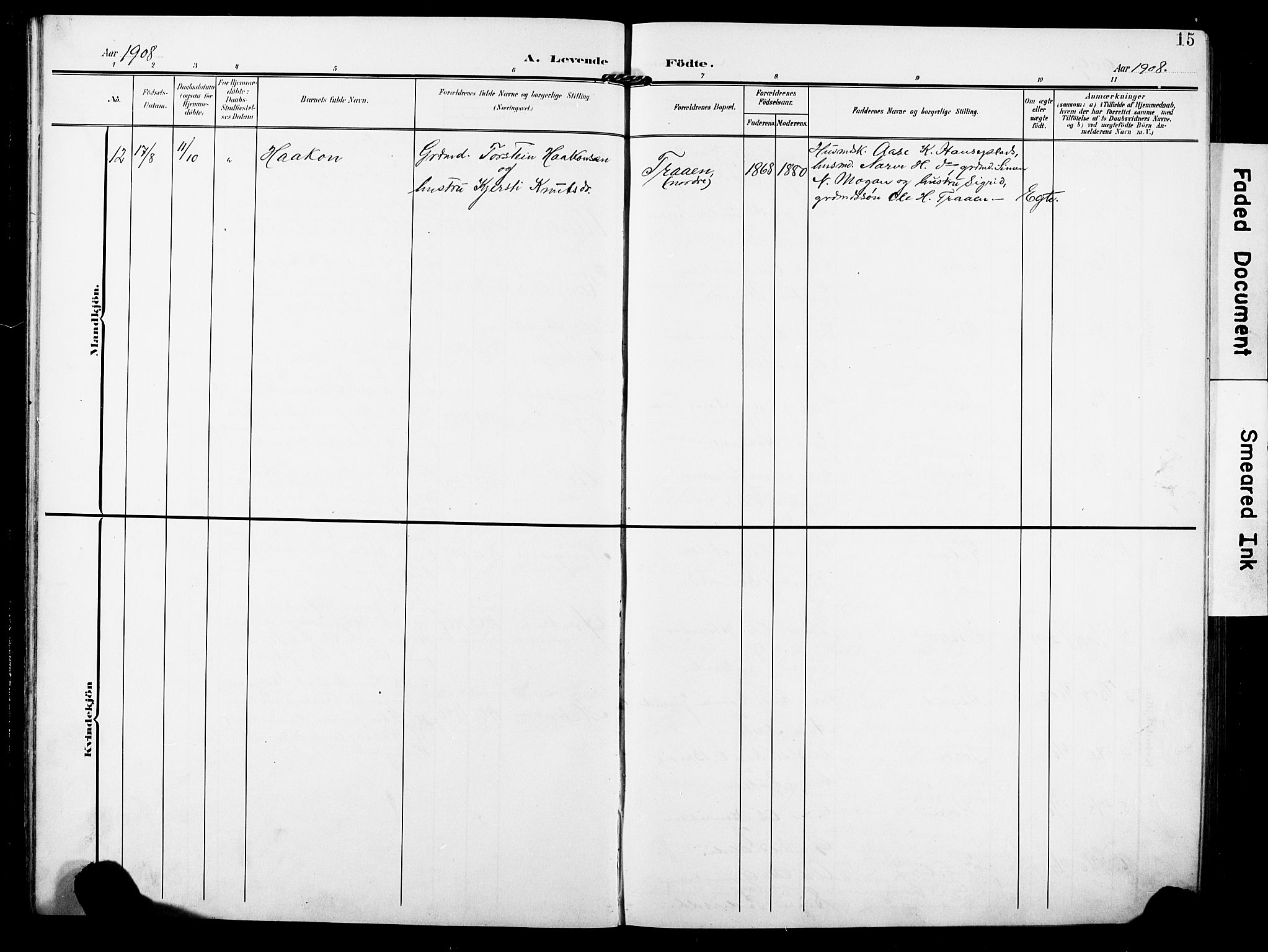 Rollag kirkebøker, AV/SAKO-A-240/G/Ga/L0005: Parish register (copy) no. I 5, 1904-1932, p. 15