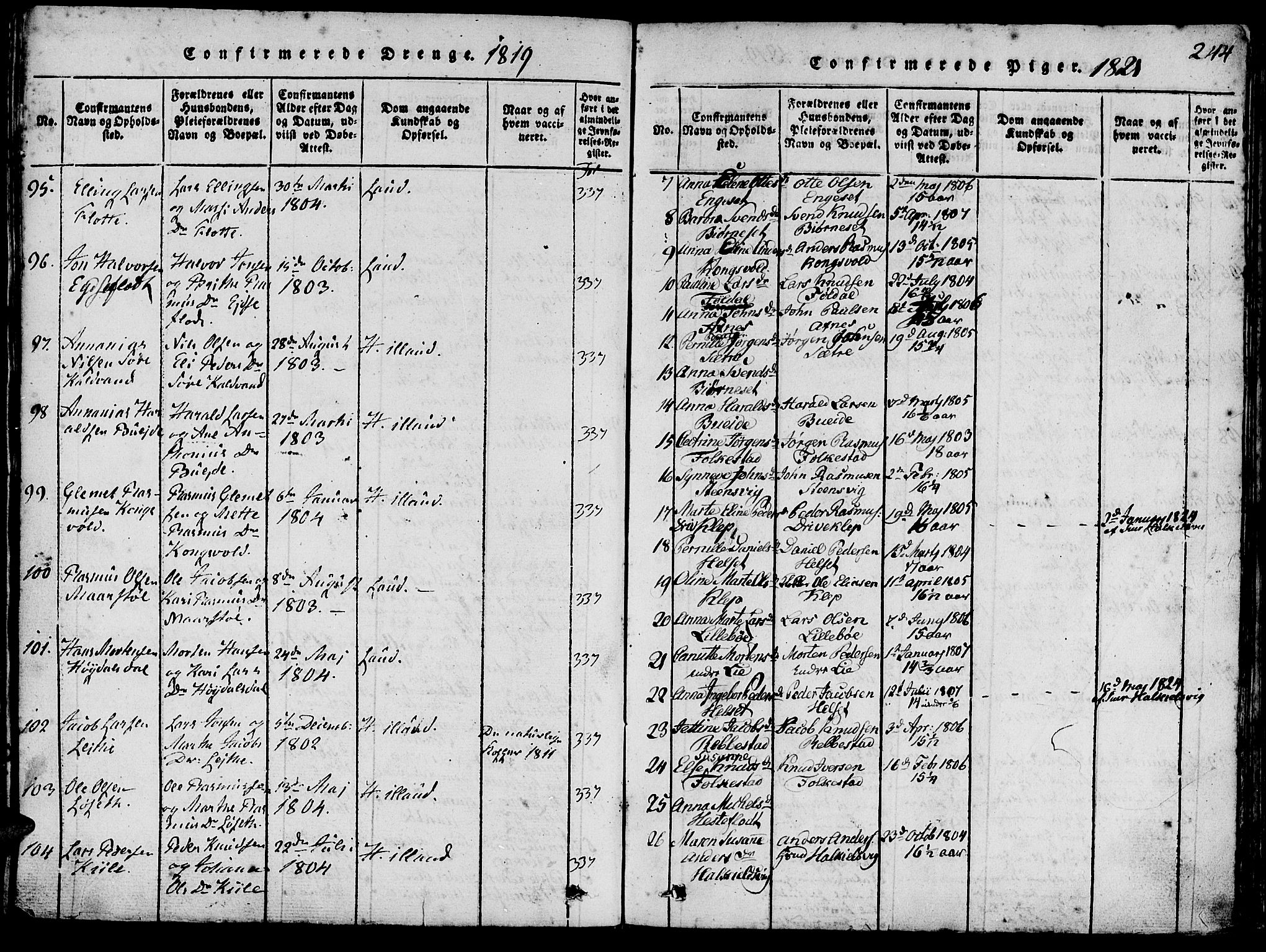 Ministerialprotokoller, klokkerbøker og fødselsregistre - Møre og Romsdal, AV/SAT-A-1454/511/L0138: Parish register (official) no. 511A05, 1817-1832, p. 244