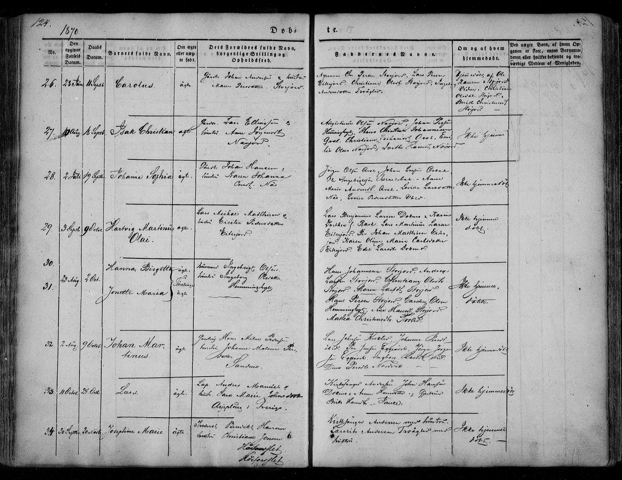 Ministerialprotokoller, klokkerbøker og fødselsregistre - Nordland, AV/SAT-A-1459/846/L0644: Parish register (official) no. 846A02, 1837-1872, p. 124