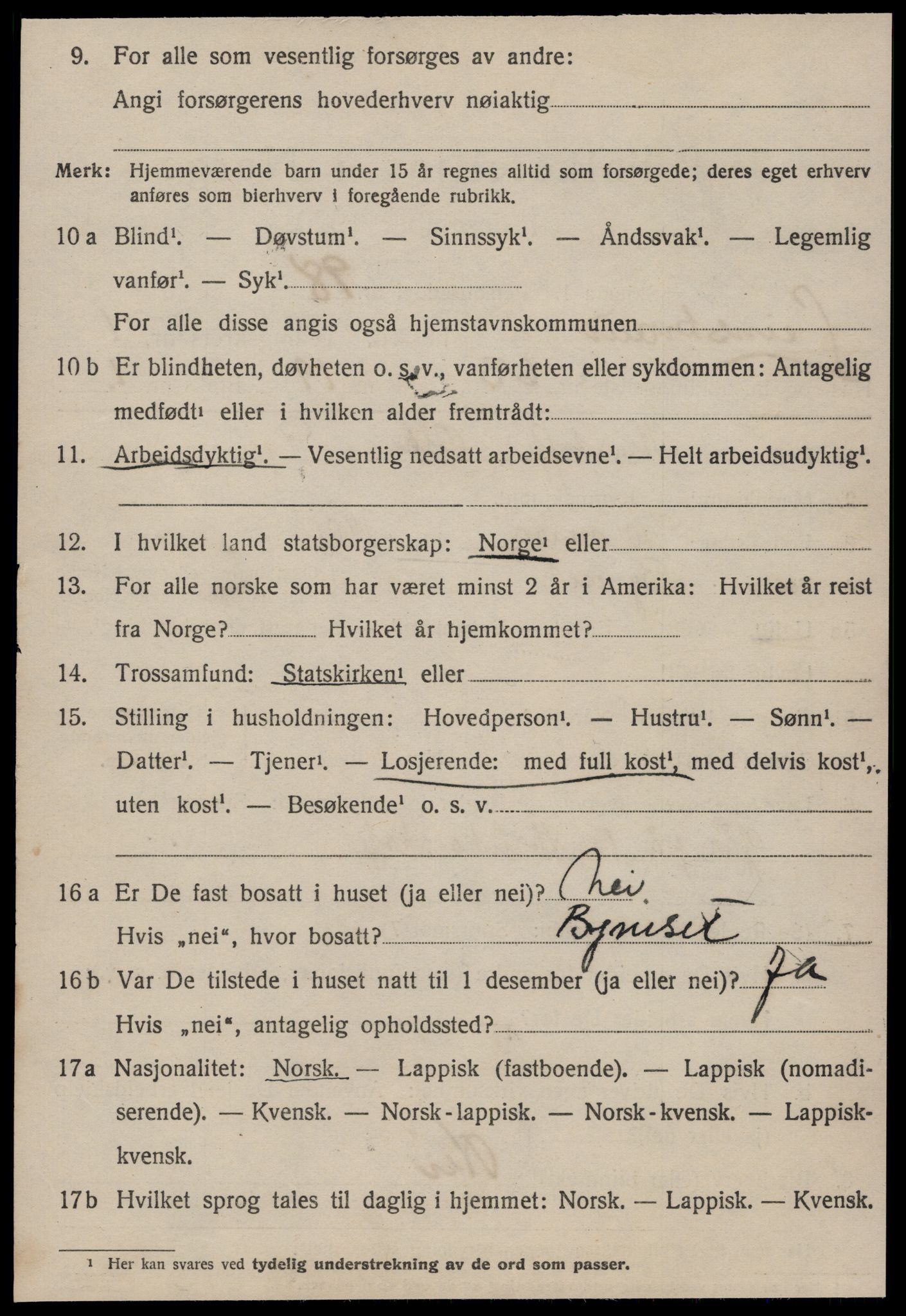 SAT, 1920 census for Leinstrand, 1920, p. 1562