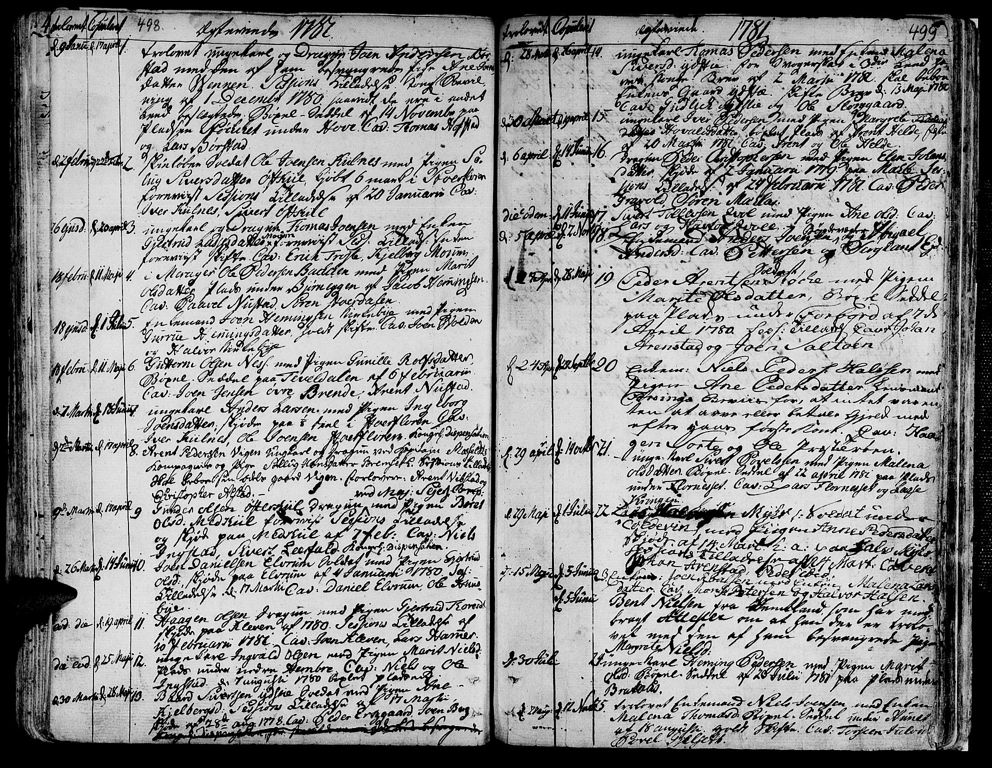 Ministerialprotokoller, klokkerbøker og fødselsregistre - Nord-Trøndelag, SAT/A-1458/709/L0059: Parish register (official) no. 709A06, 1781-1797, p. 498-499