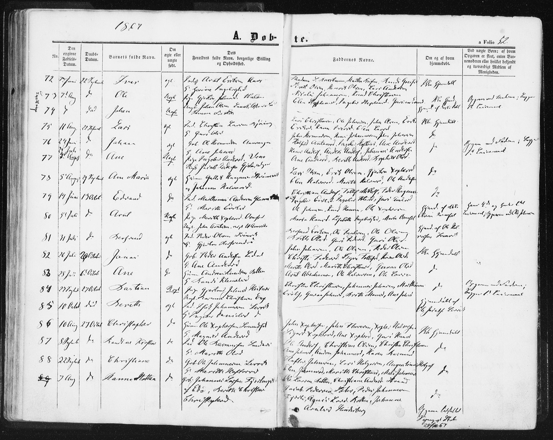 Ministerialprotokoller, klokkerbøker og fødselsregistre - Møre og Romsdal, AV/SAT-A-1454/578/L0905: Parish register (official) no. 578A04, 1859-1877, p. 52