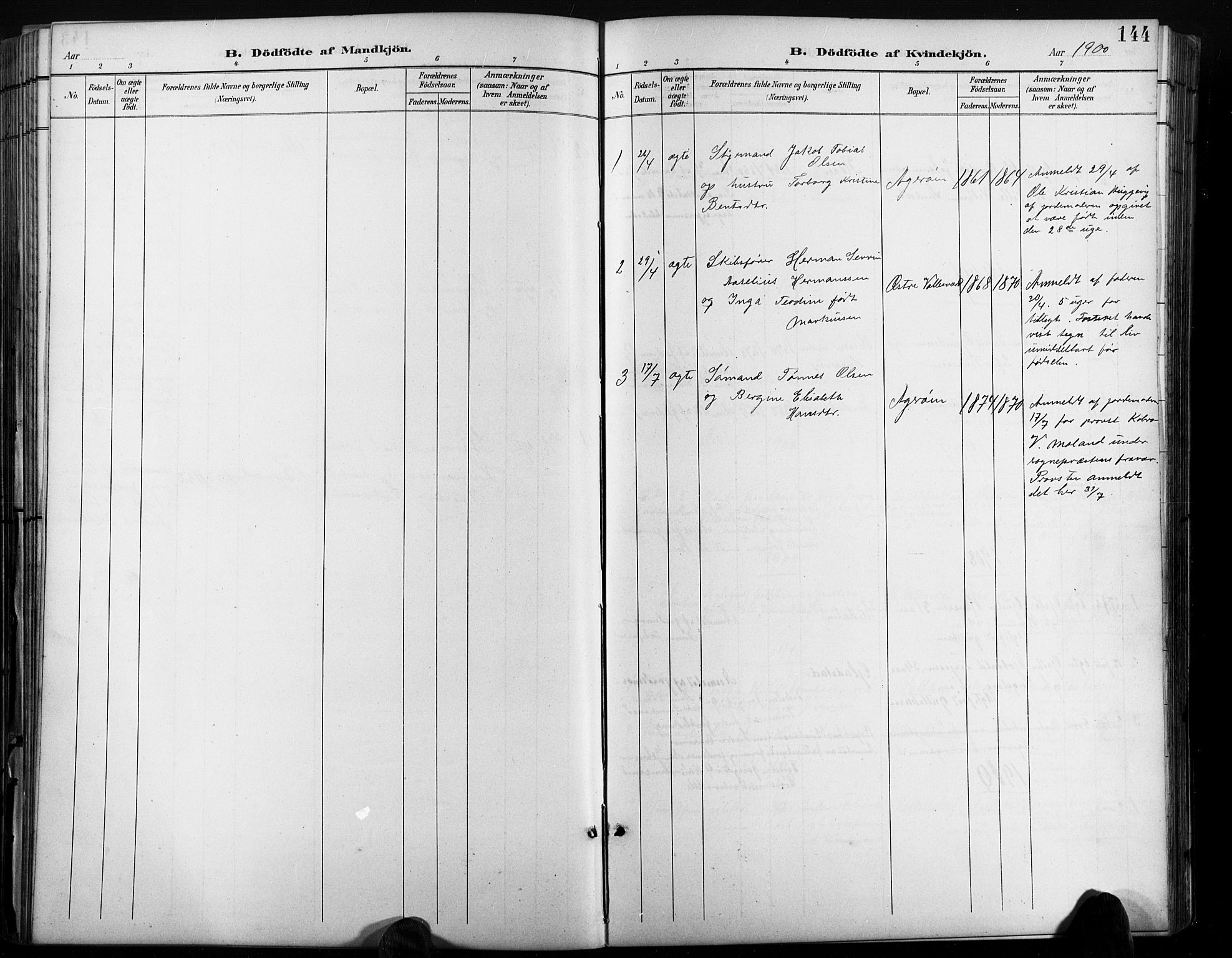 Høvåg sokneprestkontor, AV/SAK-1111-0025/F/Fb/L0005: Parish register (copy) no. B 5, 1898-1929, p. 144