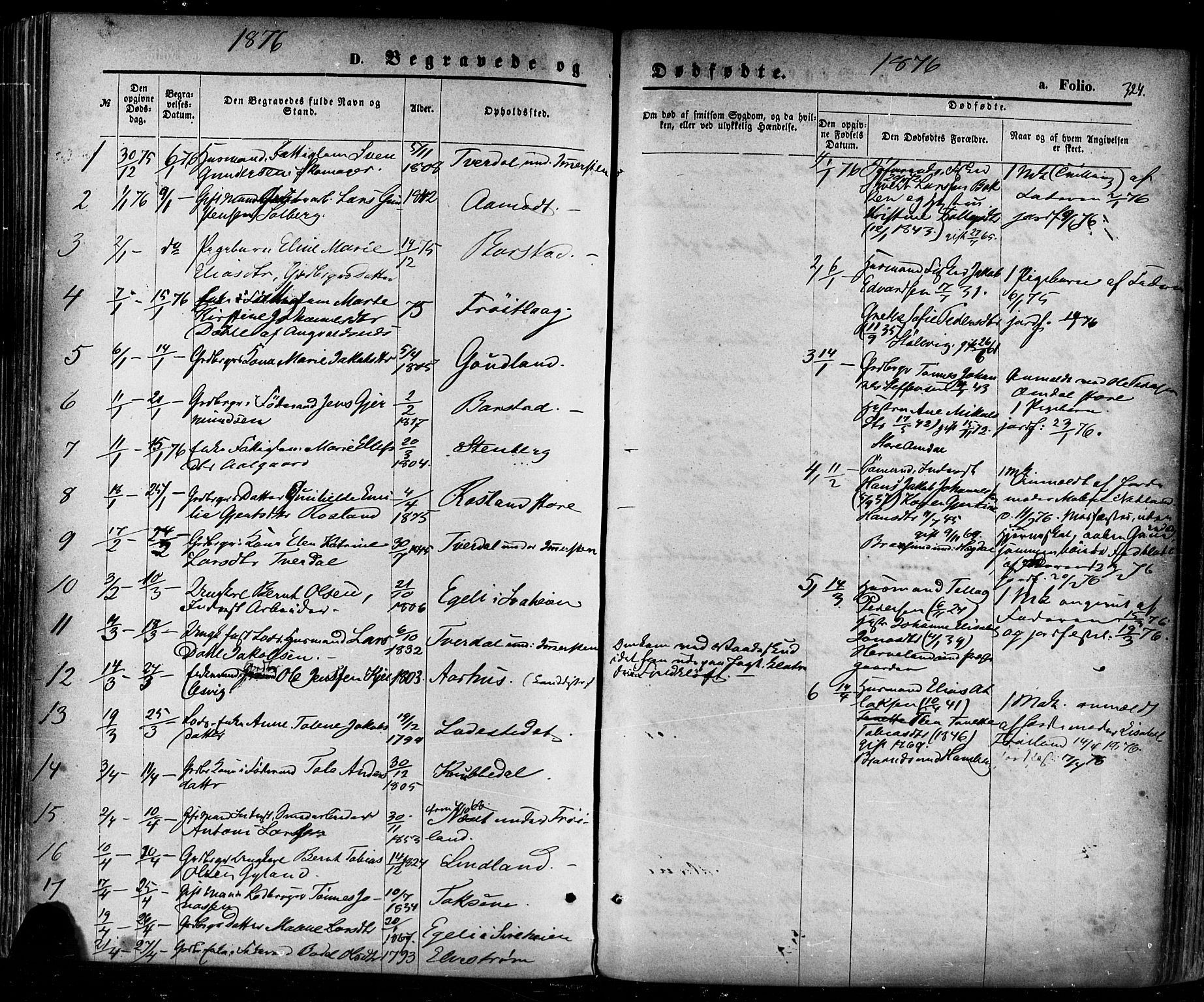 Sokndal sokneprestkontor, AV/SAST-A-101808: Parish register (official) no. A 10, 1874-1886, p. 324