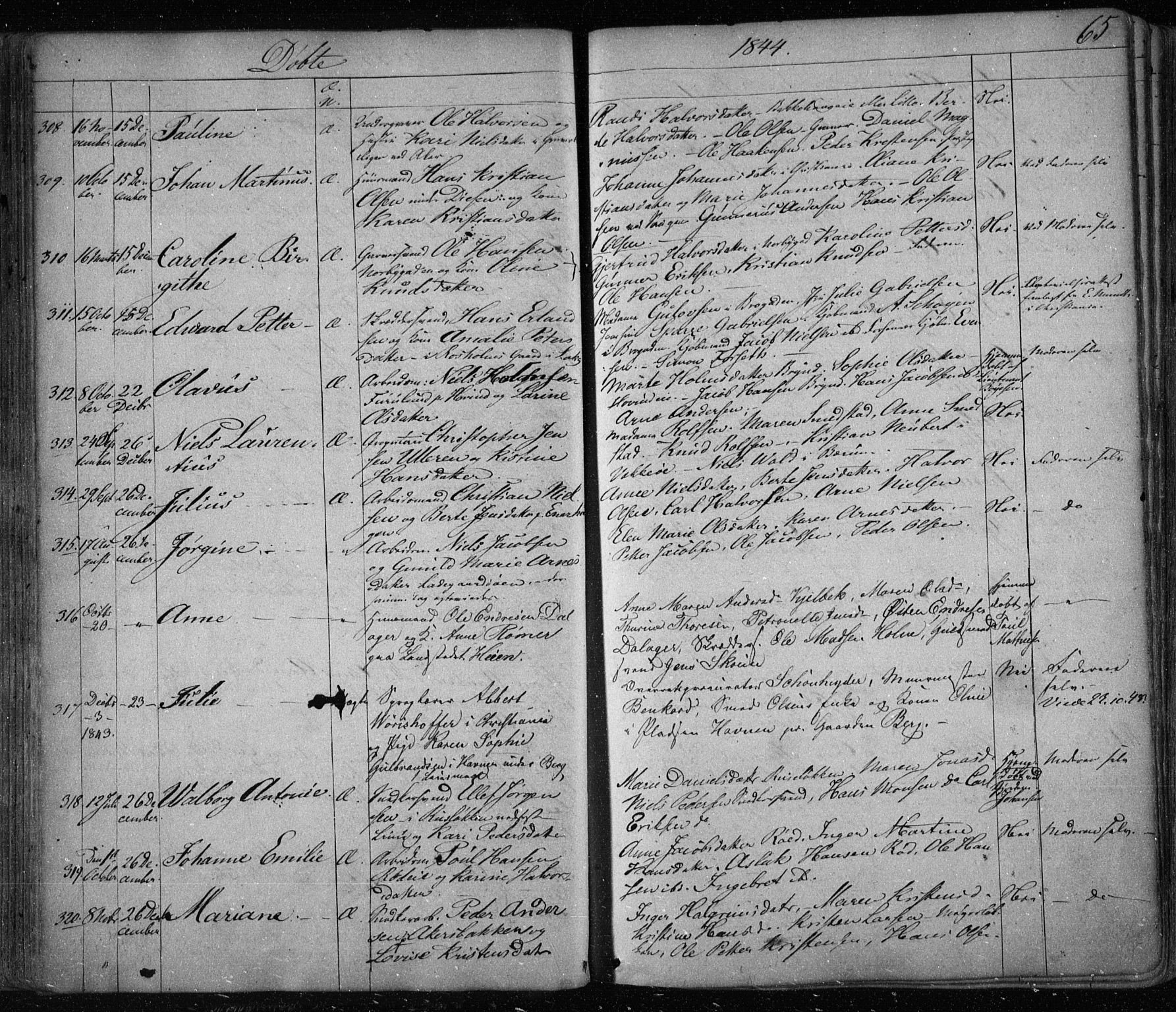 Aker prestekontor kirkebøker, AV/SAO-A-10861/F/L0019: Parish register (official) no. 19, 1842-1852, p. 65