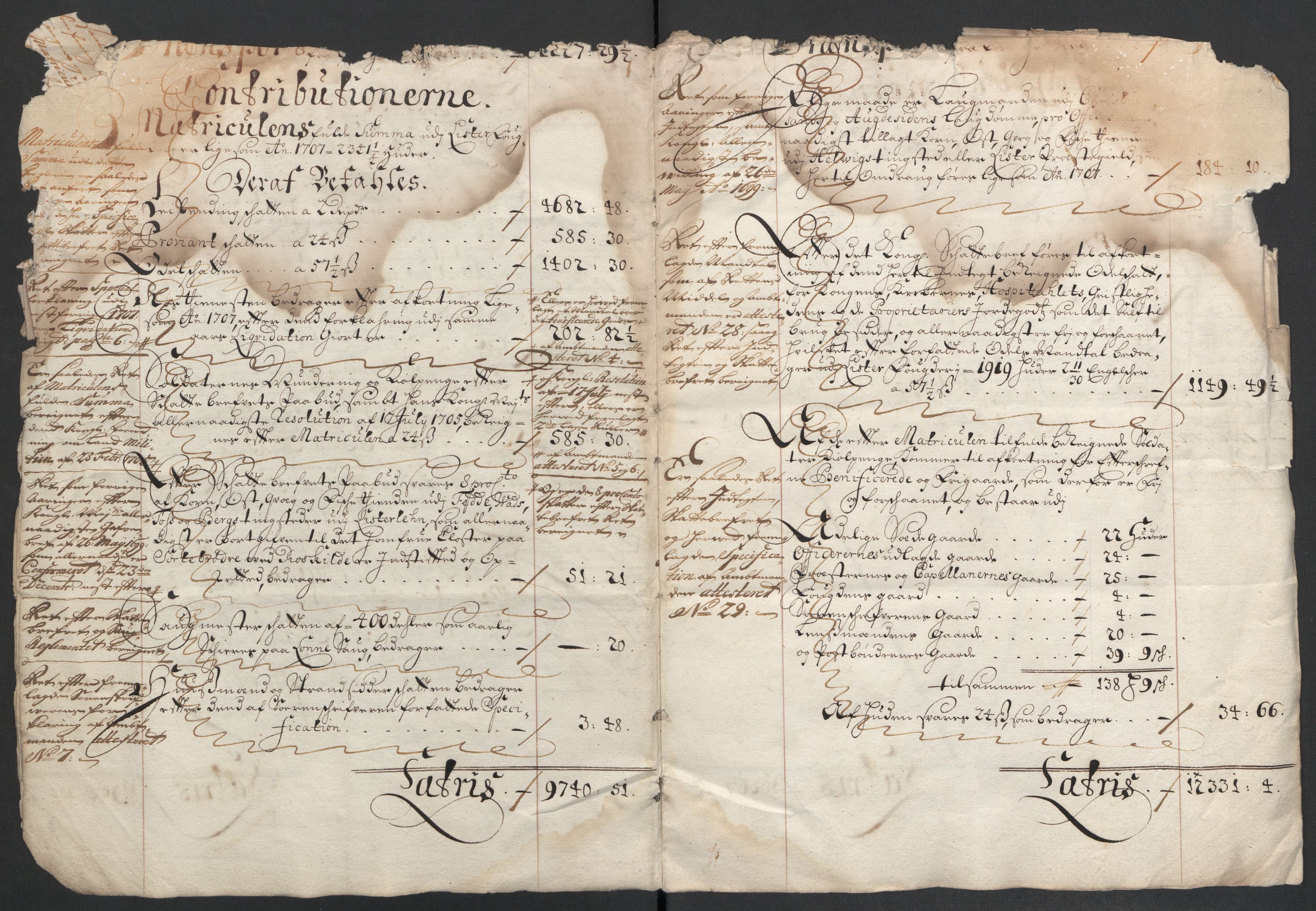 Rentekammeret inntil 1814, Reviderte regnskaper, Fogderegnskap, AV/RA-EA-4092/R43/L2552: Fogderegnskap Lista og Mandal, 1705-1709, p. 7