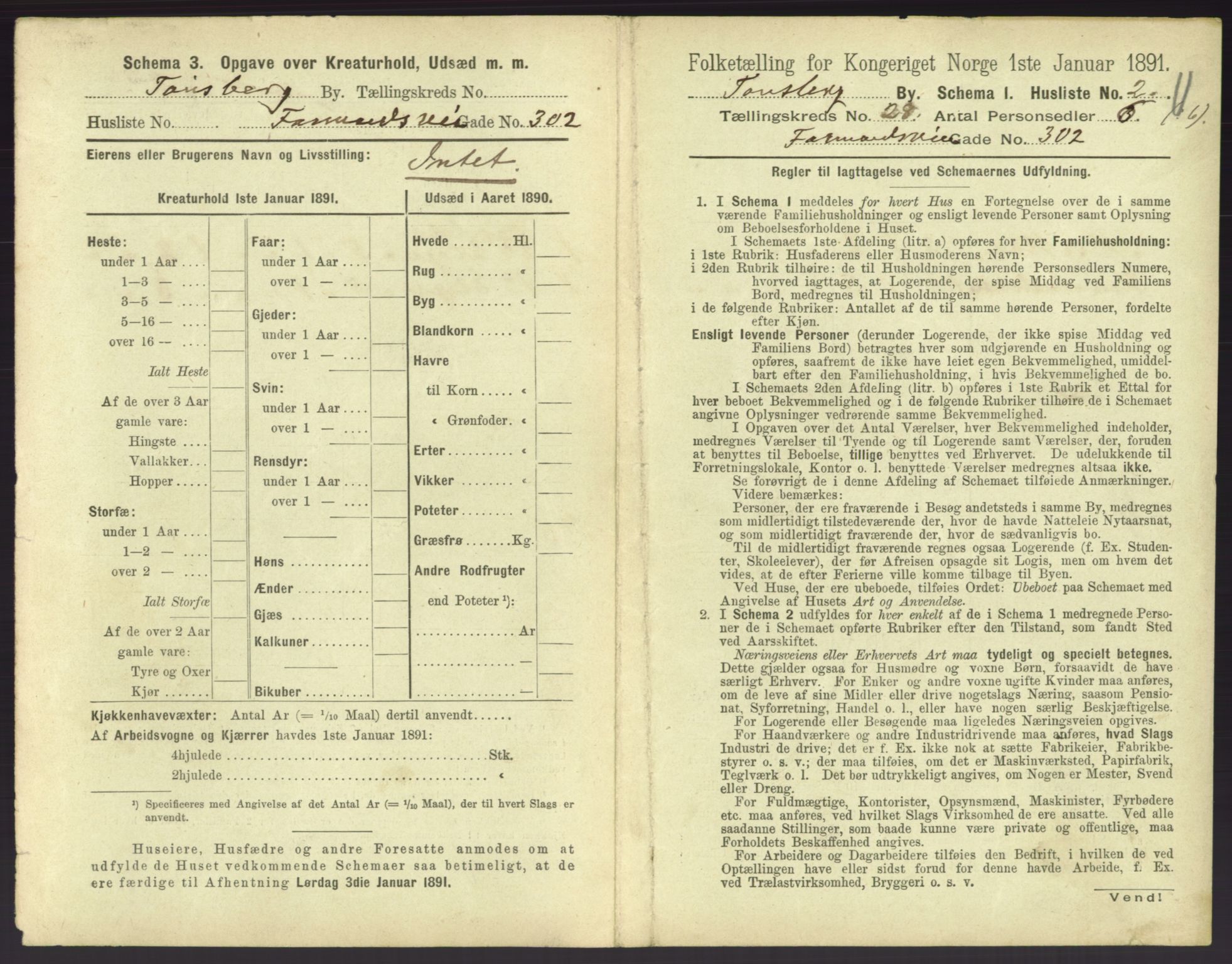 RA, 1891 census for 0705 Tønsberg, 1891, p. 866