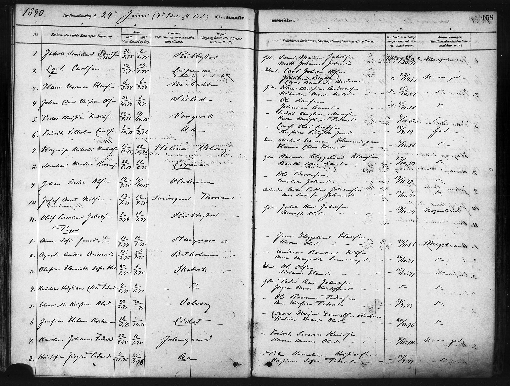 Tranøy sokneprestkontor, SATØ/S-1313/I/Ia/Iaa/L0009kirke: Parish register (official) no. 9, 1878-1904, p. 158