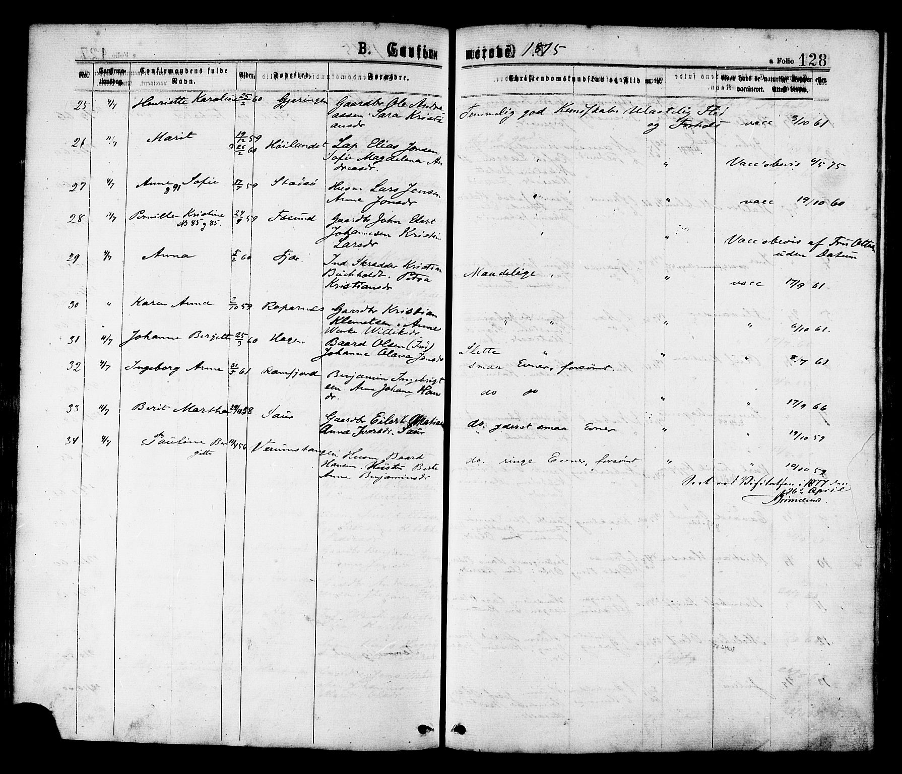 Ministerialprotokoller, klokkerbøker og fødselsregistre - Nord-Trøndelag, AV/SAT-A-1458/780/L0642: Parish register (official) no. 780A07 /1, 1874-1885, p. 128