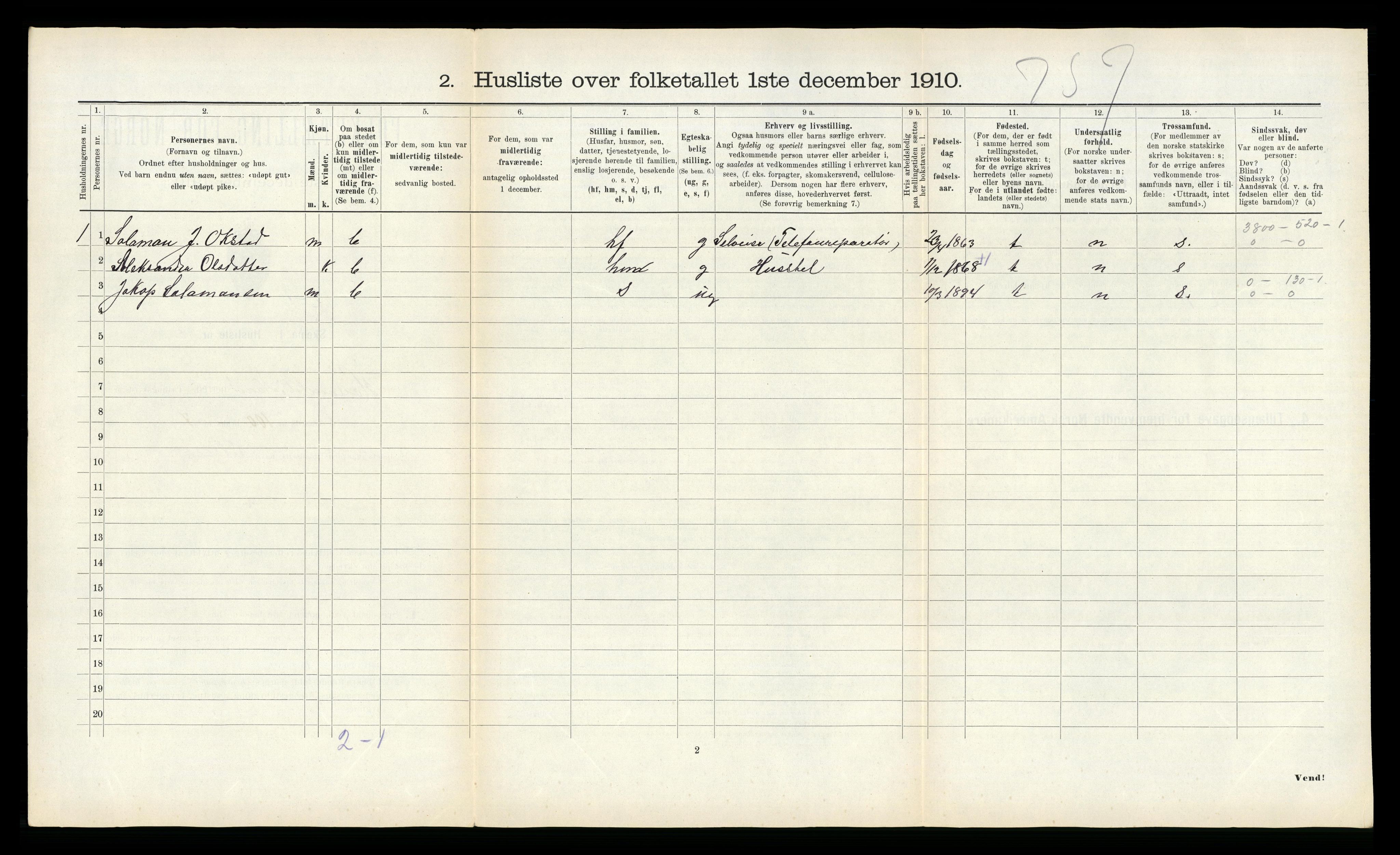 RA, 1910 census for Høylandet, 1910, p. 313