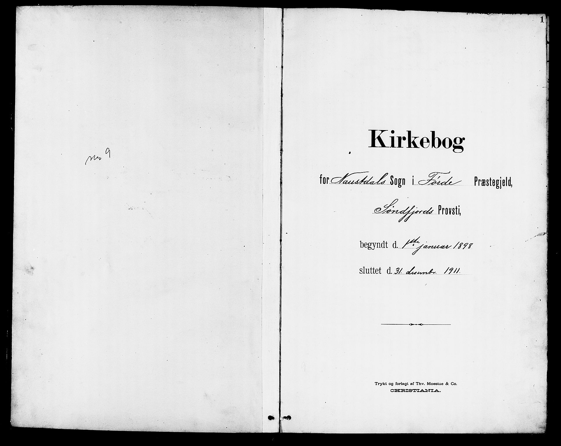 Førde sokneprestembete, AV/SAB-A-79901/H/Hab/Habd/L0005: Parish register (copy) no. D 5, 1898-1911, p. 1