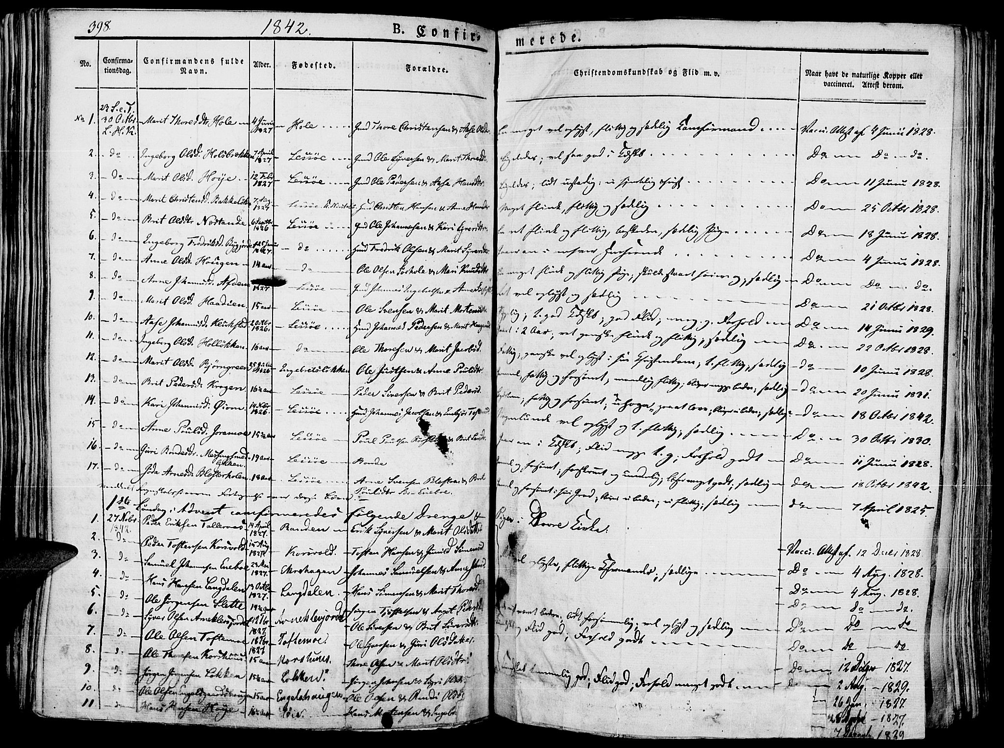 Lesja prestekontor, AV/SAH-PREST-068/H/Ha/Haa/L0005: Parish register (official) no. 5, 1830-1842, p. 398