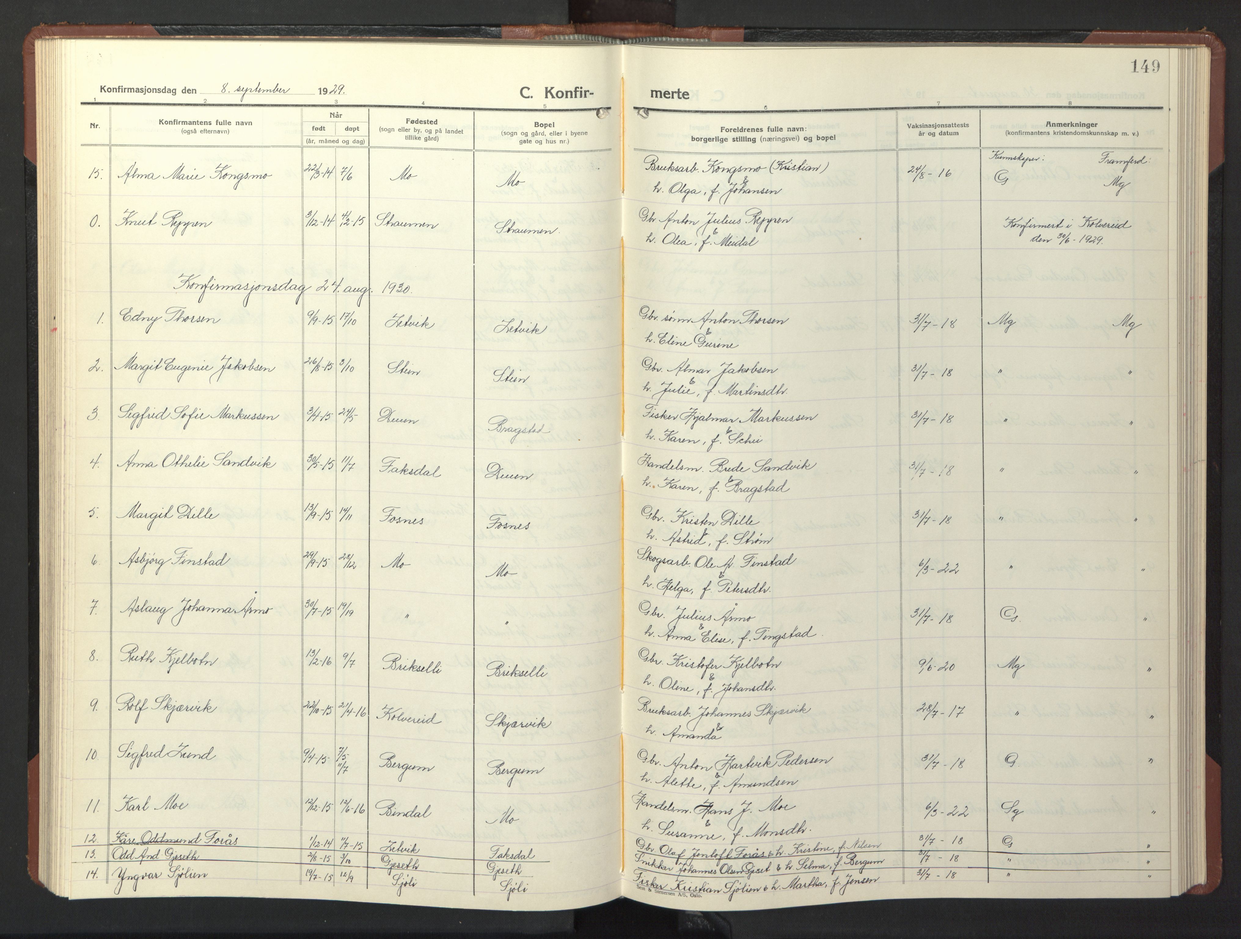Ministerialprotokoller, klokkerbøker og fødselsregistre - Nord-Trøndelag, SAT/A-1458/773/L0625: Parish register (copy) no. 773C01, 1910-1952, p. 149