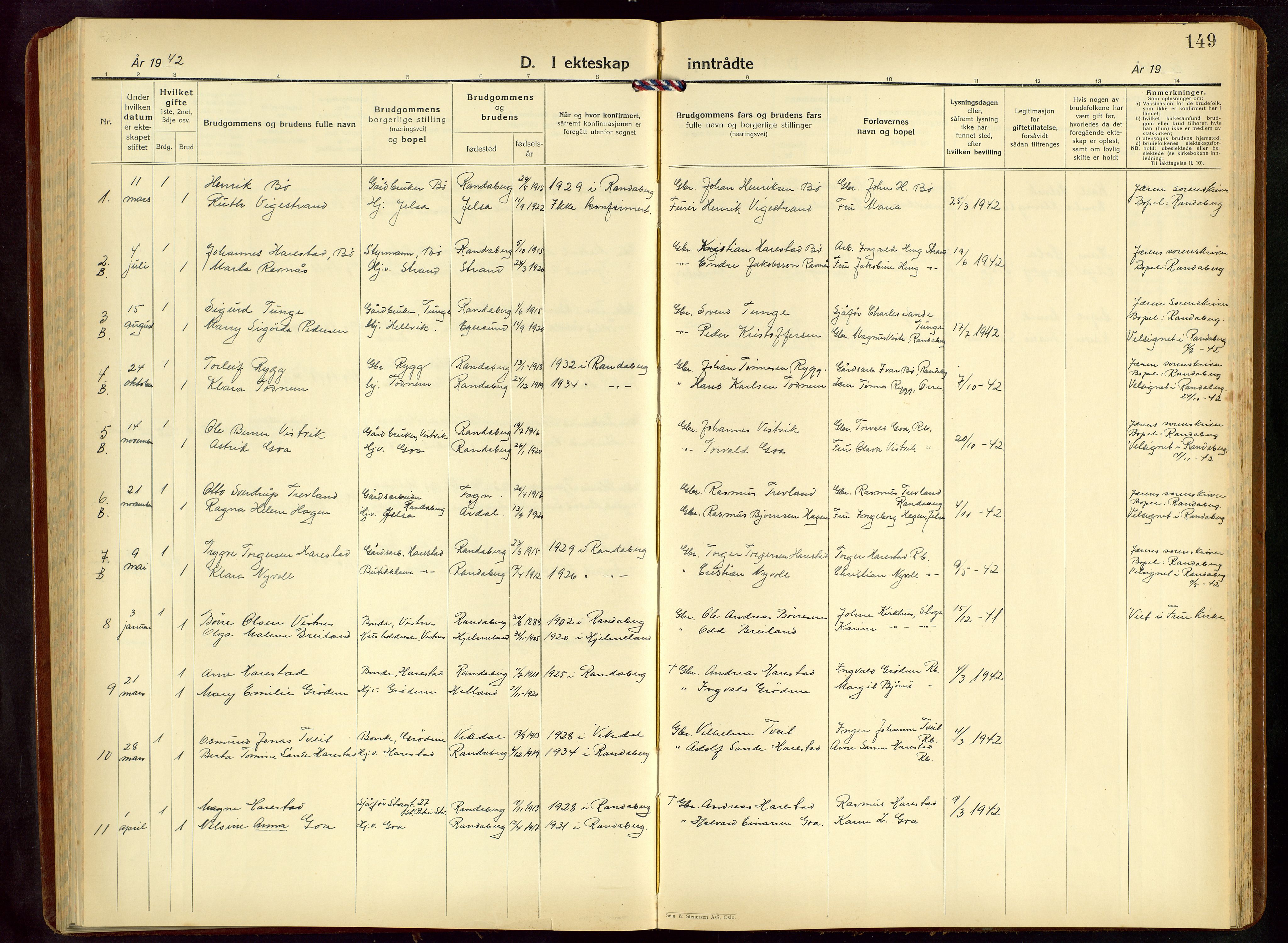 Hetland sokneprestkontor, SAST/A-101826/30/30BB/L0015: Parish register (copy) no. B 15, 1940-1955, p. 149