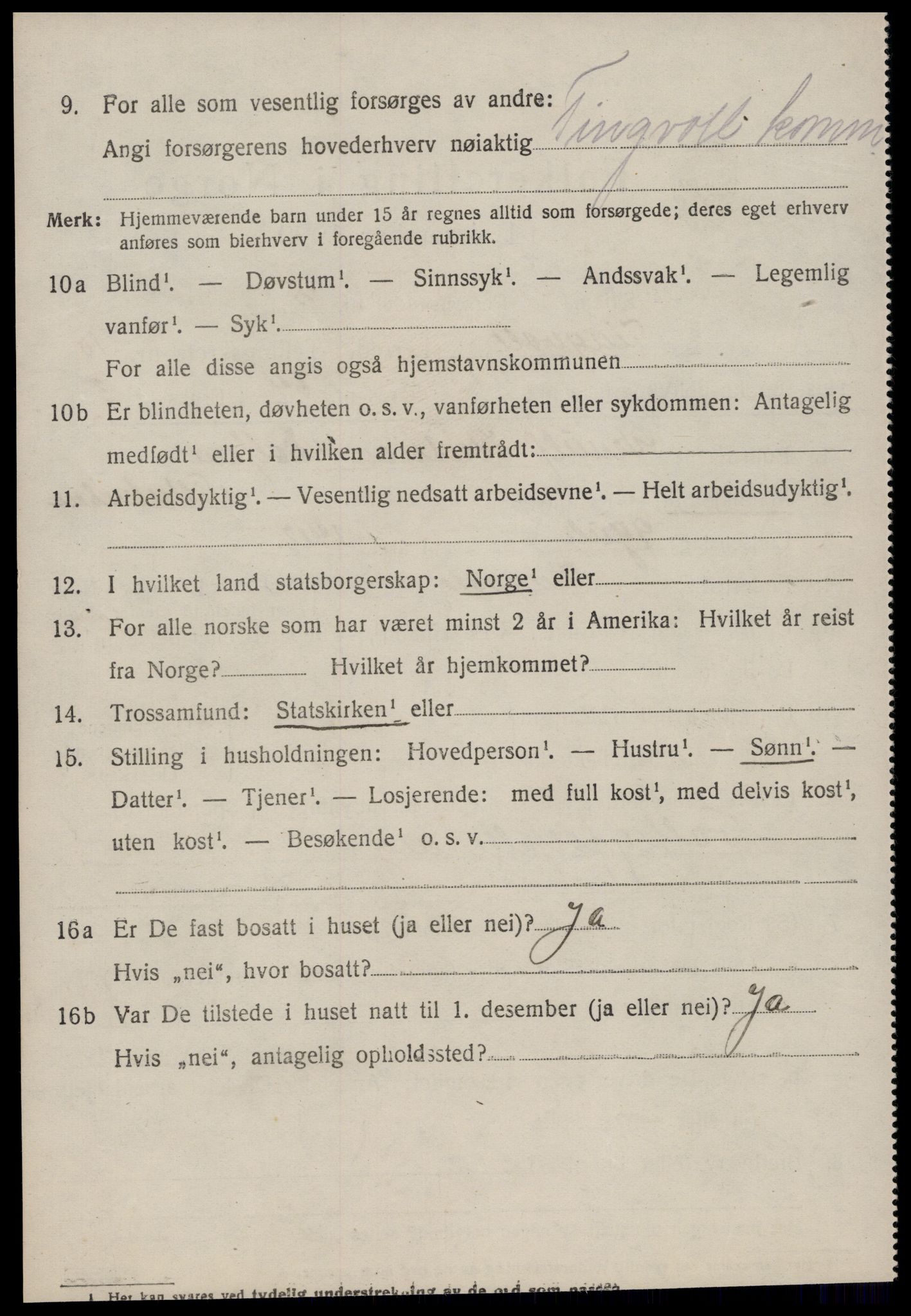 SAT, 1920 census for Tingvoll, 1920, p. 5717