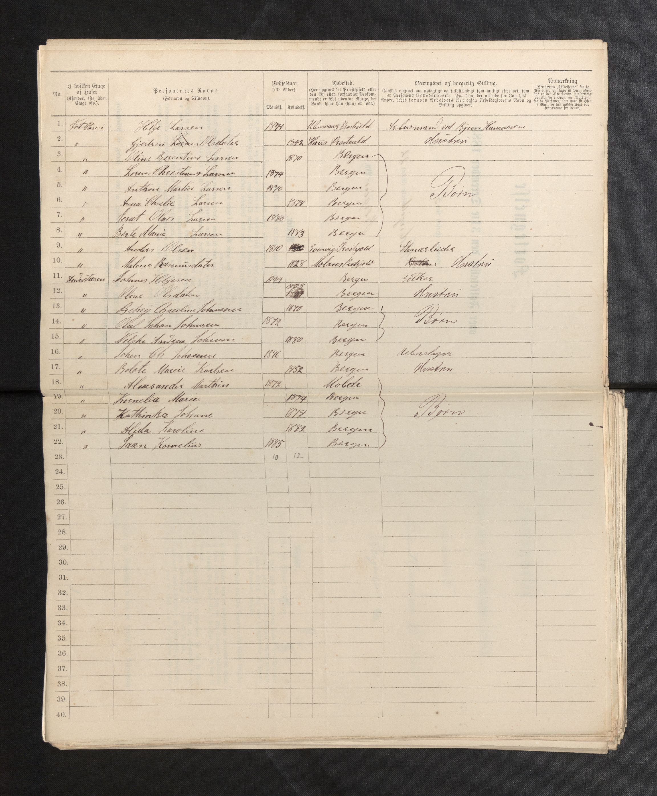 SAB, 1885 census for 1301 Bergen, 1885, p. 7307